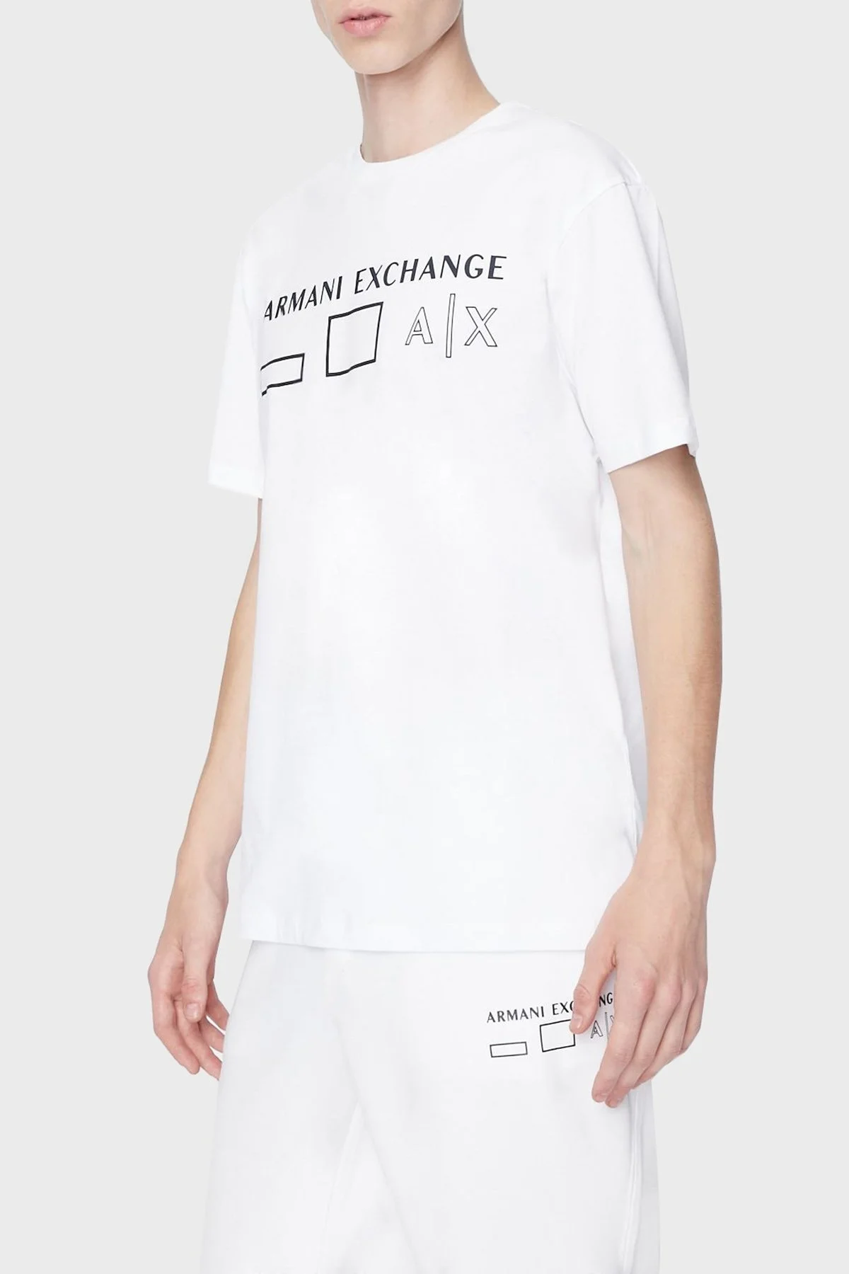 Armani Exchange Baskılı Regular Fit Bisiklet Yaka % 100 Pamuk Erkek T Shirt 6LZTAN ZJGCZ 1100 BEYAZ - 1