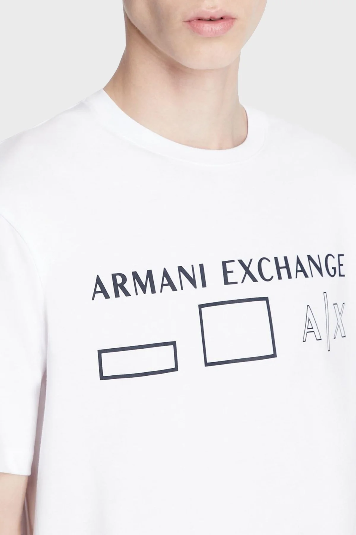 Armani Exchange Baskılı Regular Fit Bisiklet Yaka % 100 Pamuk Erkek T Shirt 6LZTAN ZJGCZ 1100 BEYAZ - 2