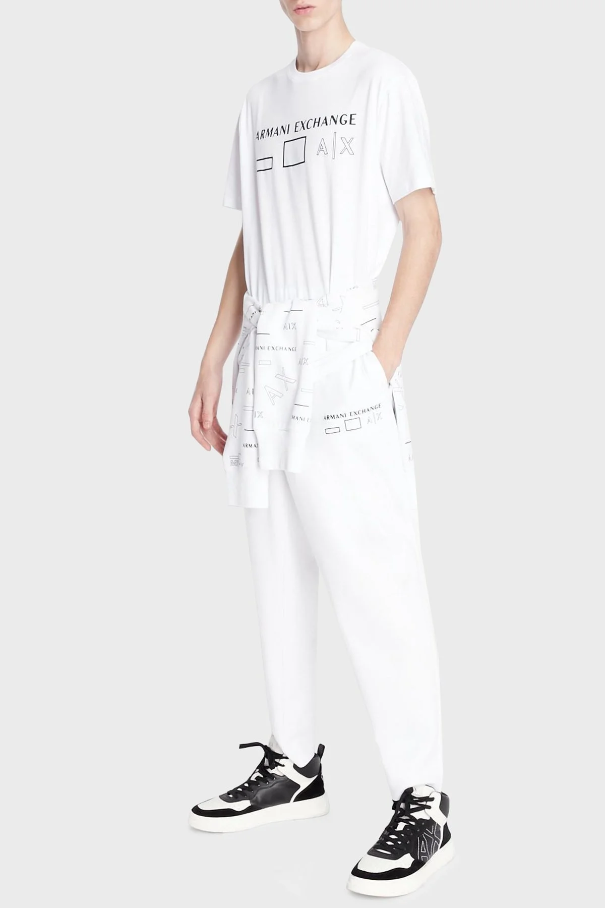 Armani Exchange Baskılı Regular Fit Bisiklet Yaka % 100 Pamuk Erkek T Shirt 6LZTAN ZJGCZ 1100 BEYAZ - 4