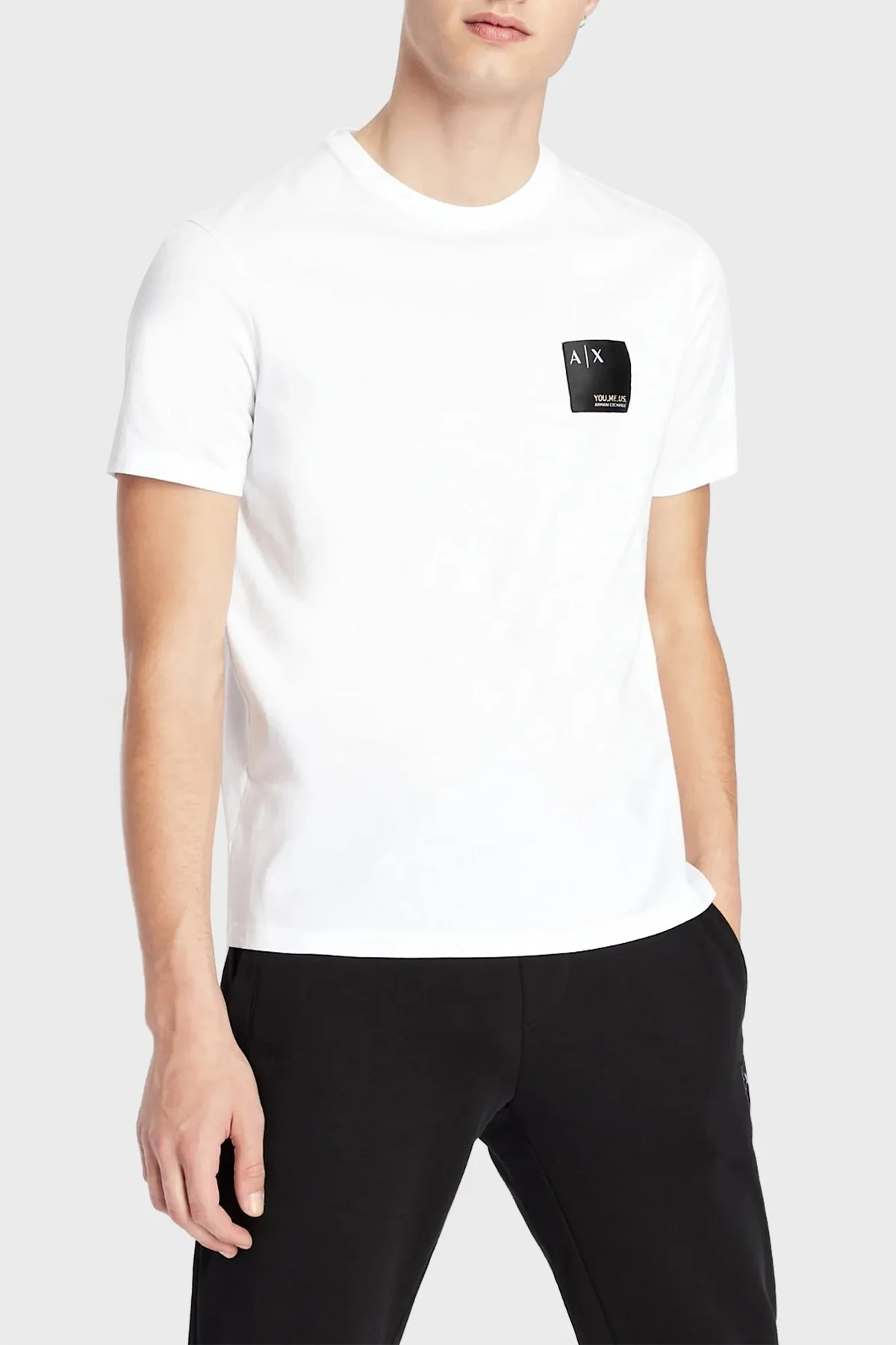 Armani Exchange Baskılı Regular Fit Bisiklet Yaka % 100 Pamuk Erkek T Shirt 6LZTAZ ZJFCZ 1100 BEYAZ - 1