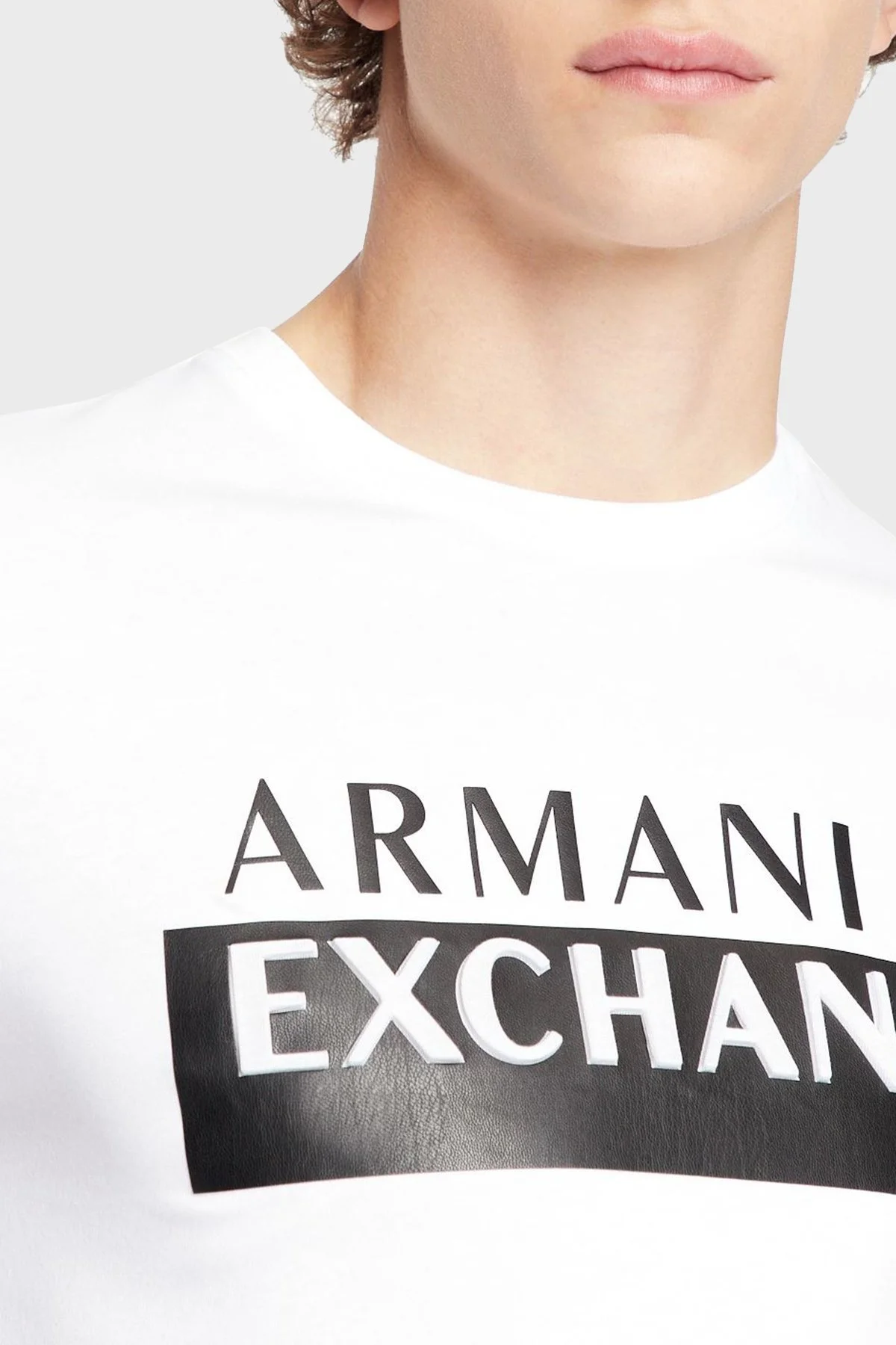 Armani Exchange Baskılı Regular Fit Bisiklet Yaka % 100 Pamuk Erkek T Shirt 6LZTBE ZJGCZ 1100 BEYAZ - 2