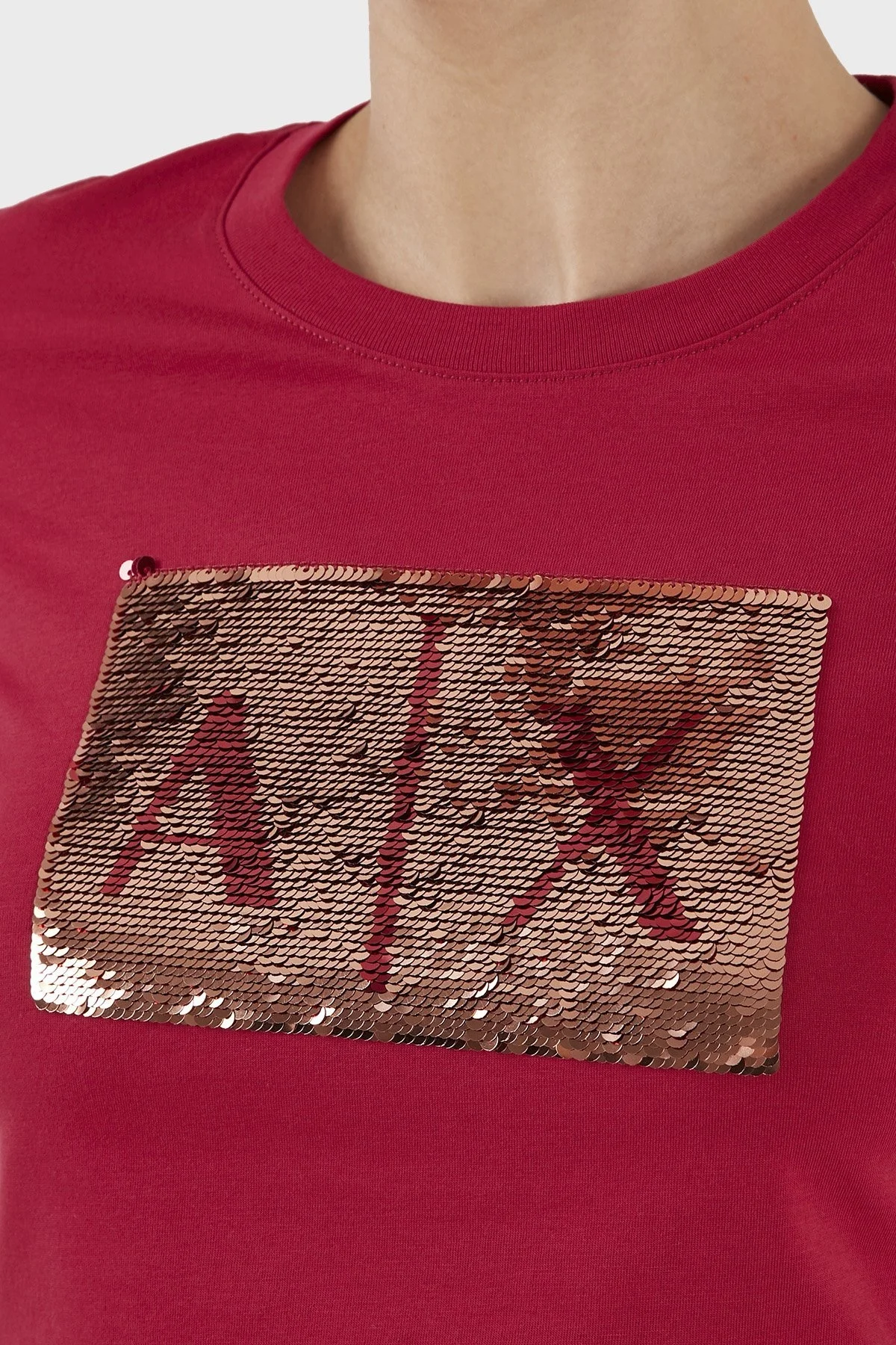 Armani Exchange Baskılı Slim Fit Bisiklet Yaka % 100 Pamuk Bayan T Shirt 8NYTDL YJ73Z 14AP FUŞYA - 6