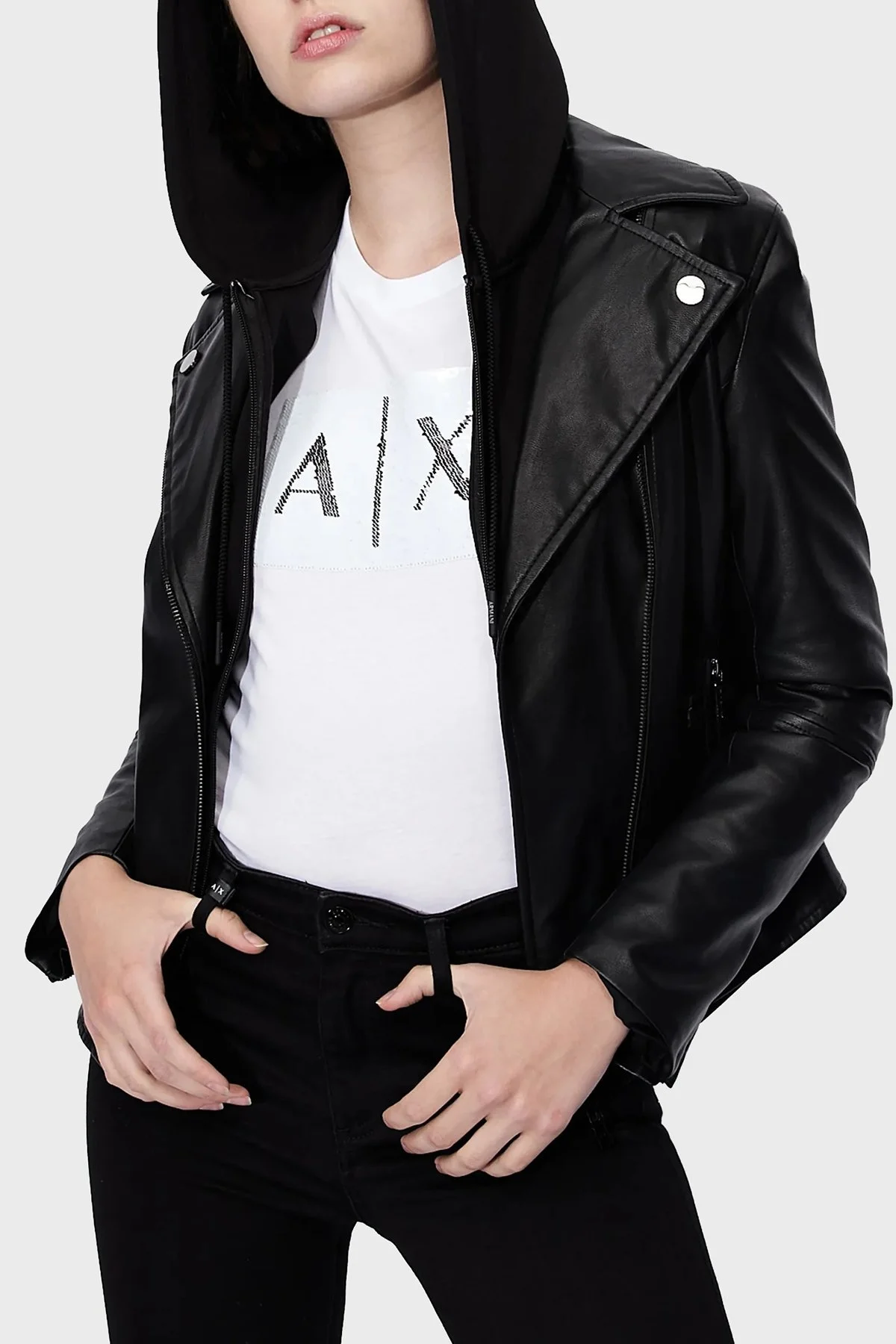 Armani Exchange Baskılı Slim Fit Bisiklet Yaka Bayan T Shirt 8NYTDL YJ73Z 6110 BEYAZ - 3