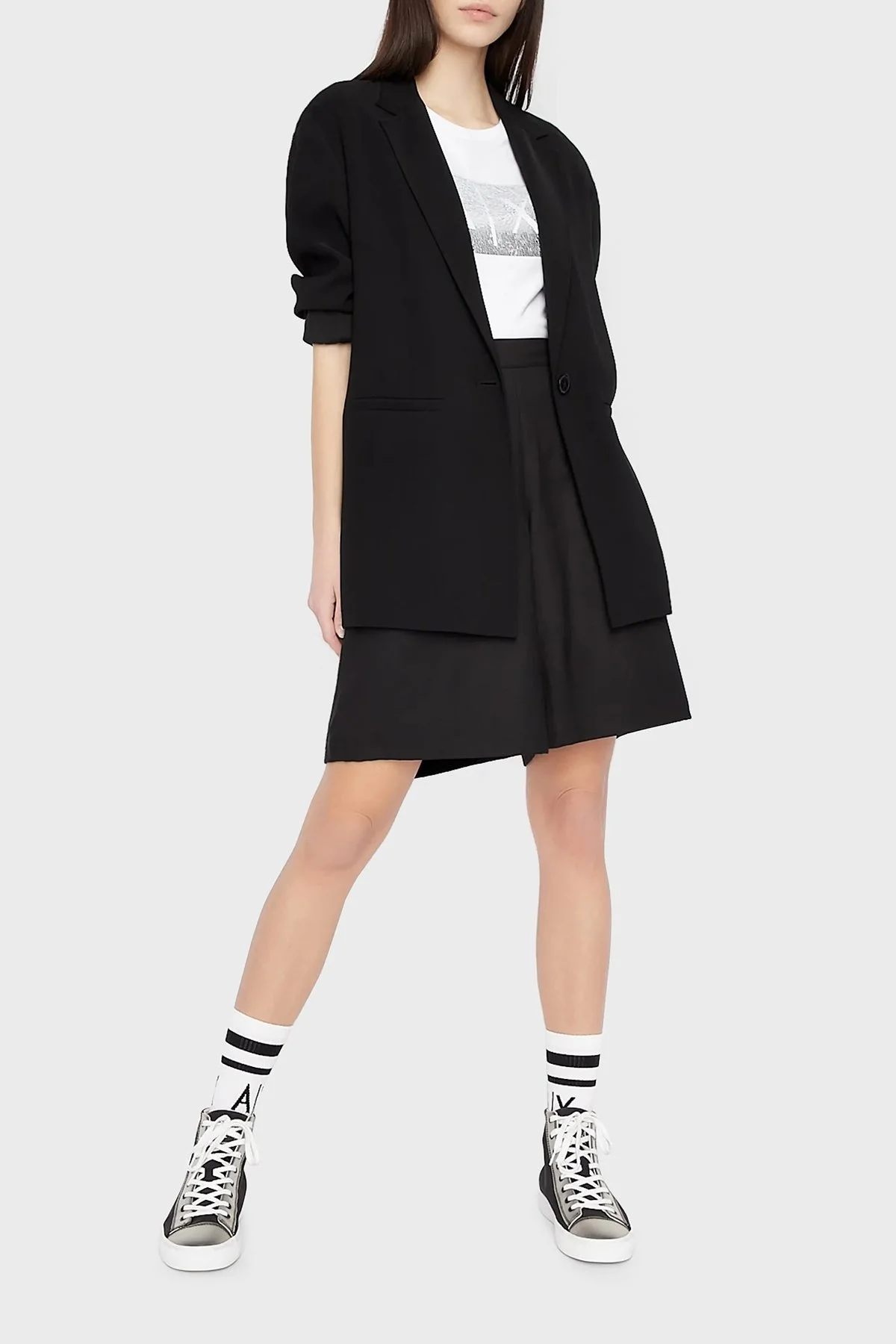 Armani Exchange Baskılı Slim Fit Bisiklet Yaka Bayan T Shirt 8NYTDL YJ73Z 6110 BEYAZ - 4