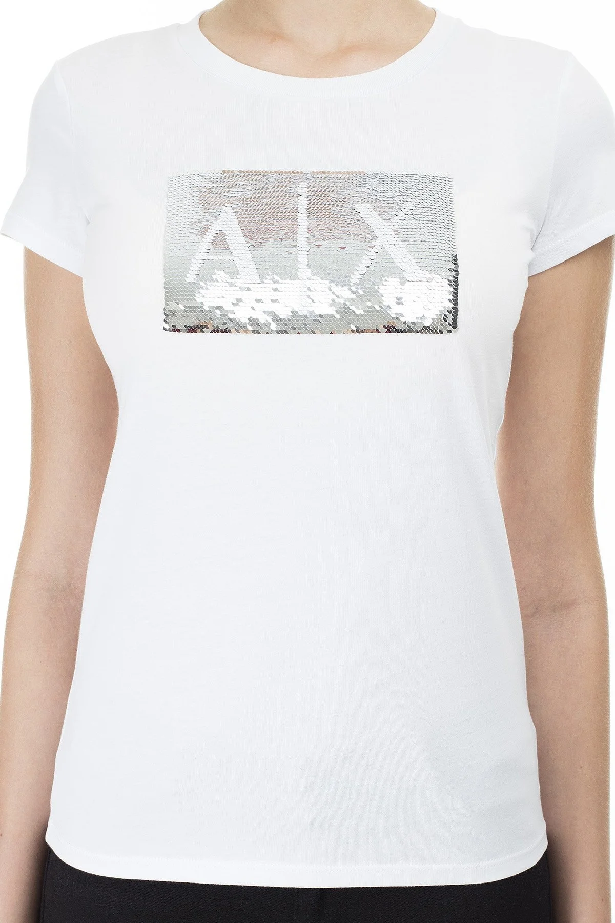 Armani Exchange Baskılı Slim Fit Bisiklet Yaka Bayan T Shirt 8NYTDL YJ73Z 6110 BEYAZ - 7