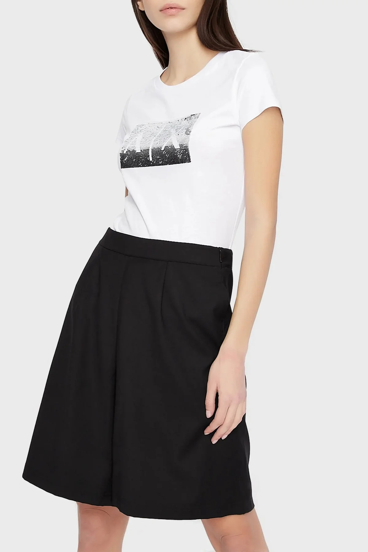 Armani Exchange Baskılı Slim Fit Bisiklet Yaka Kadın T Shirt 8NYTDL YJ73Z 6110 BEYAZ - 1