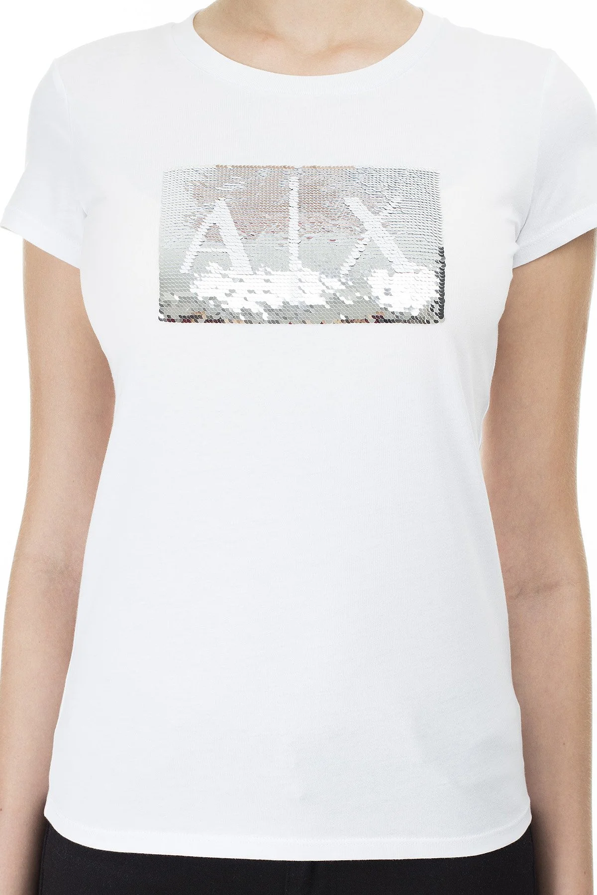 Armani Exchange Baskılı Slim Fit Bisiklet Yaka Kadın T Shirt 8NYTDL YJ73Z 6110 BEYAZ - 7