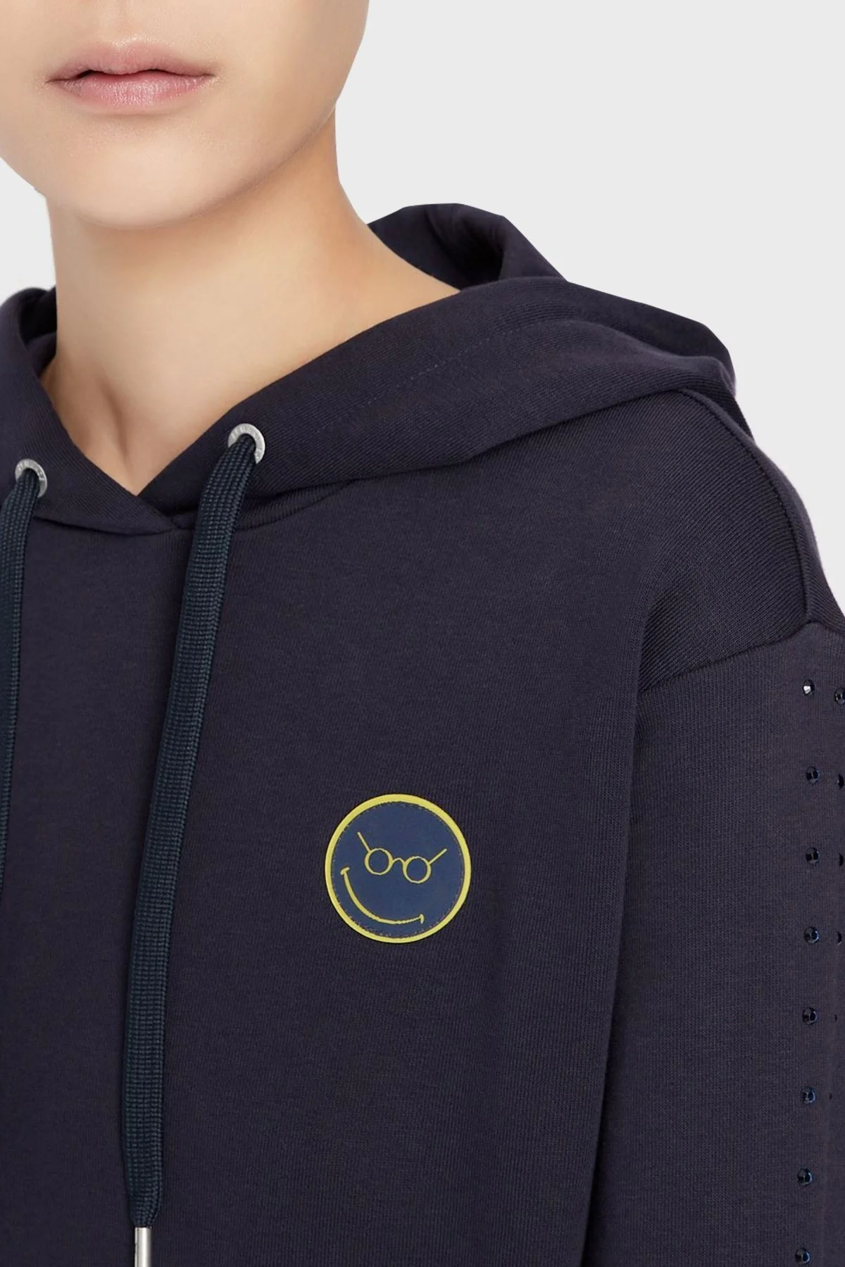 Armani Exchange Organik Pamuklu Kapüşonlu Sweatshirt Bayan Elbise 6LYA73 YJ6PZ 1593 LACİVERT - 2