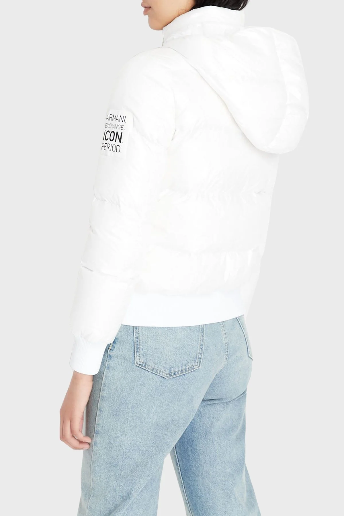 Armani Exchange Logolu Kapüşonlu Kaz Tüyü Dolgulu Regular Fit Bayan Mont 8NYB40 YNYNZ 1100 BEYAZ - 5