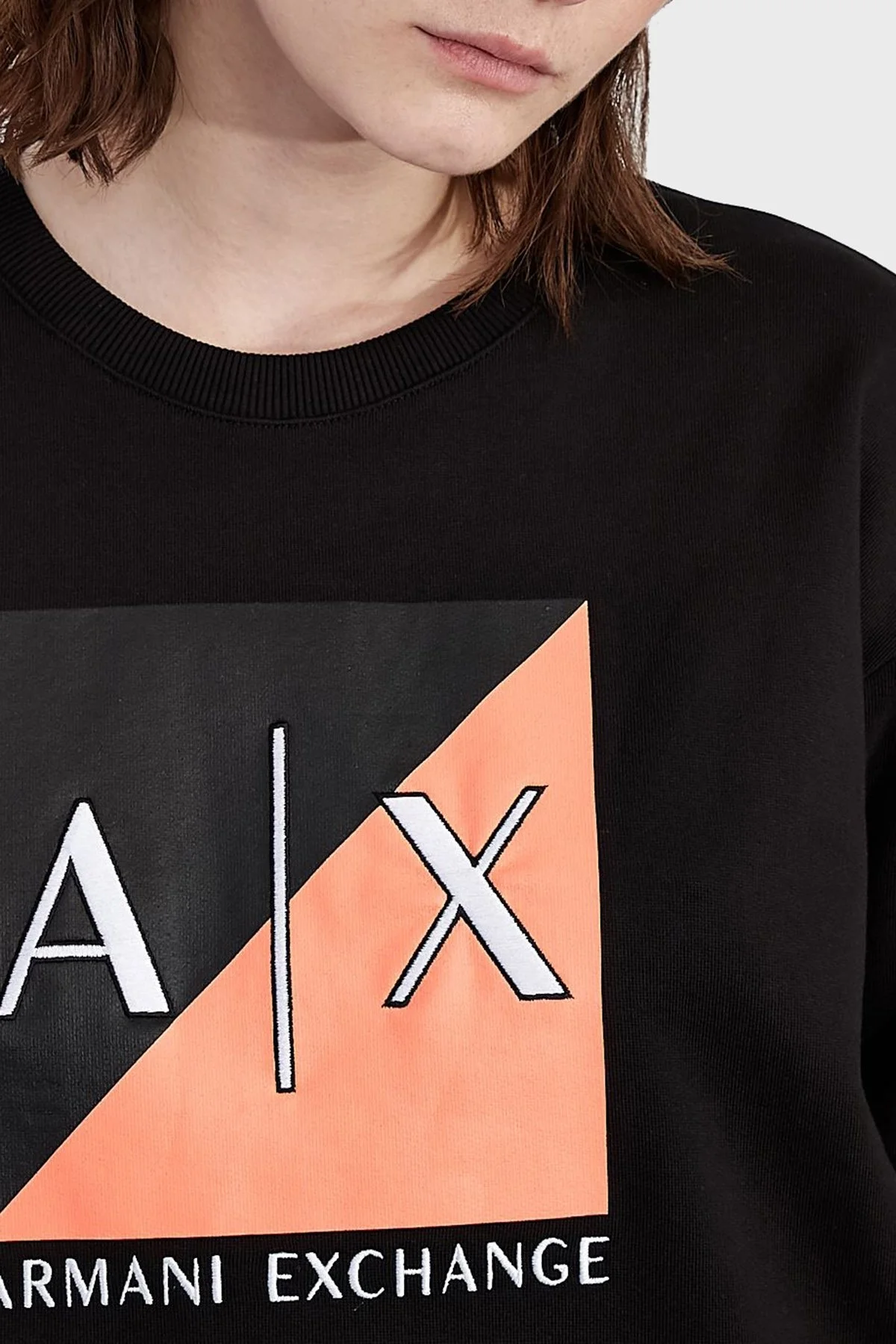 Armani Exchange Baskılı % 100 Pamuk Regular Fit Bayan Sweat 6KYM25 YJ5TZ 1200 SİYAH - 3
