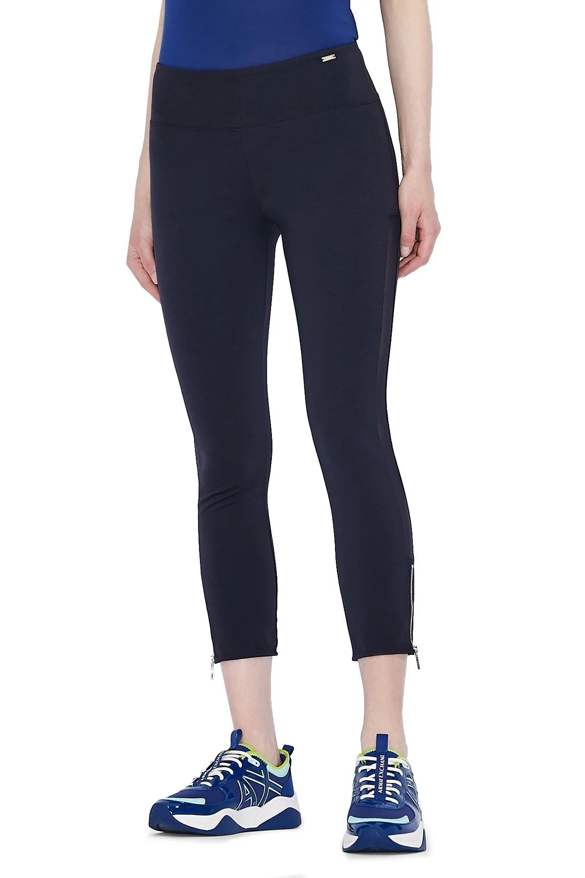 Armani Exchange Yanları Şeffaf Şeritli File ve Fermuar Detaylı Bayan Tayt 3KYP94 YJ33Z 1593 LACİVERT - 2