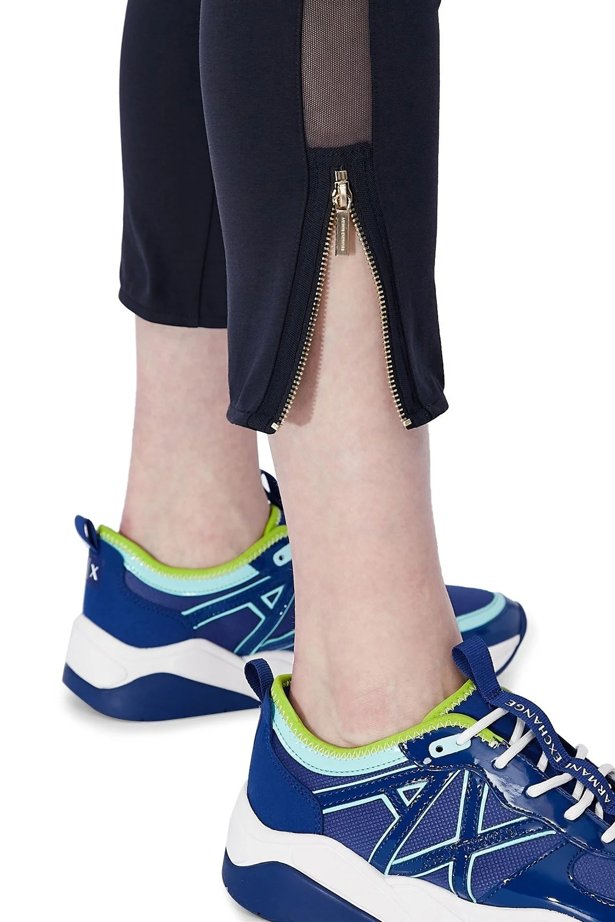 Armani Exchange Yanları Şeffaf Şeritli File ve Fermuar Detaylı Bayan Tayt 3KYP94 YJ33Z 1593 LACİVERT - 4