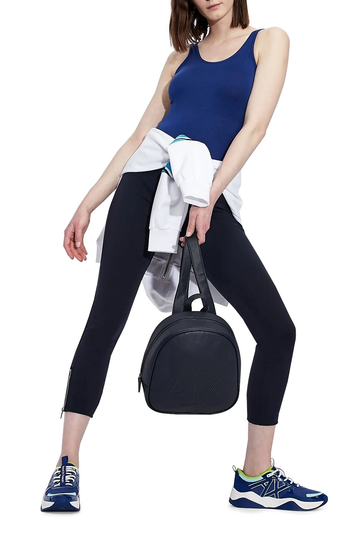 Armani Exchange Yanları Şeffaf Şeritli File ve Fermuar Detaylı Bayan Tayt 3KYP94 YJ33Z 1593 LACİVERT - 5