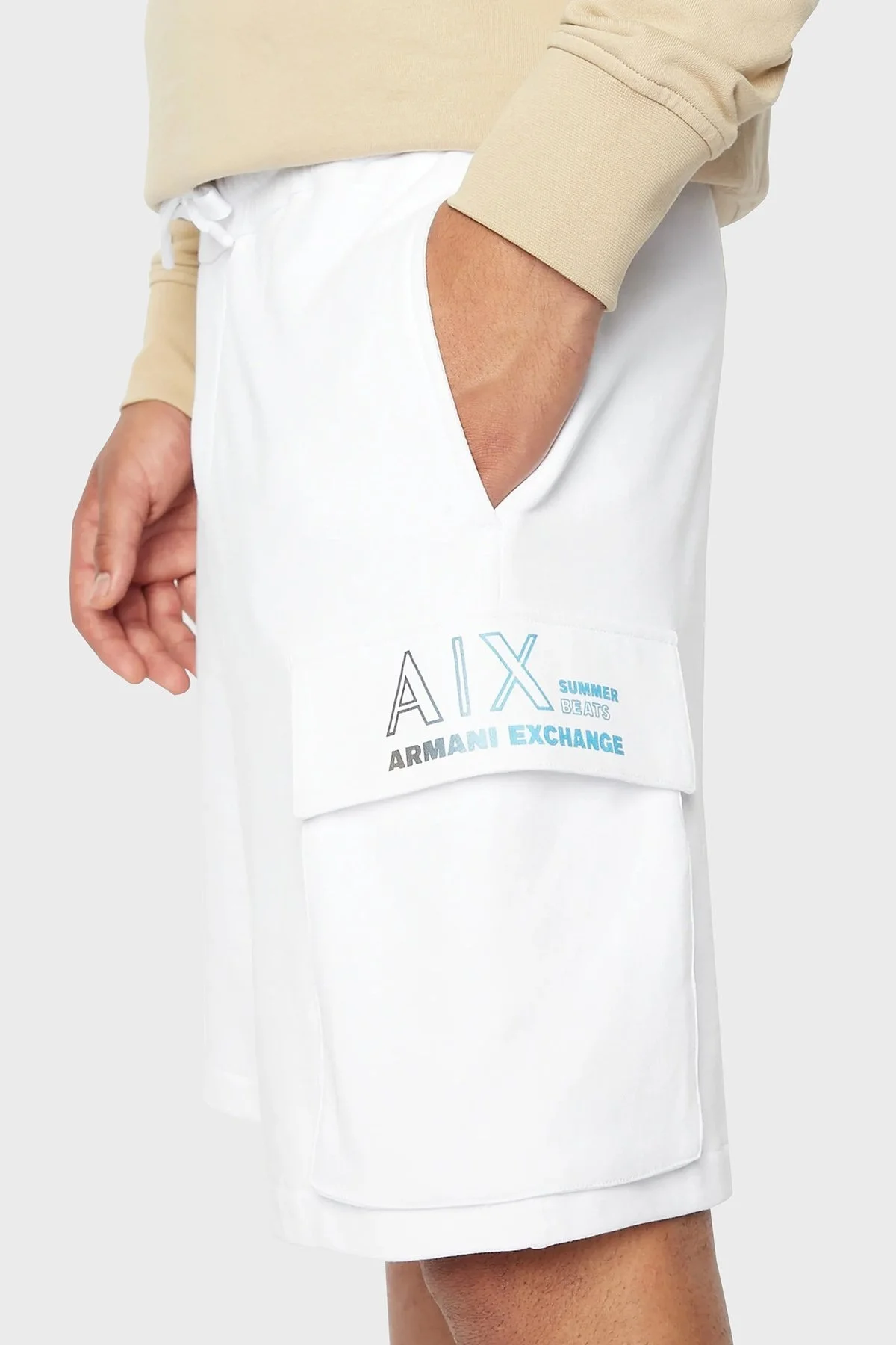 Armani Exchange Belden Bağlamalı Cepli Erkek Short 3RZSJA ZJ7KZ 1100 BEYAZ - 4