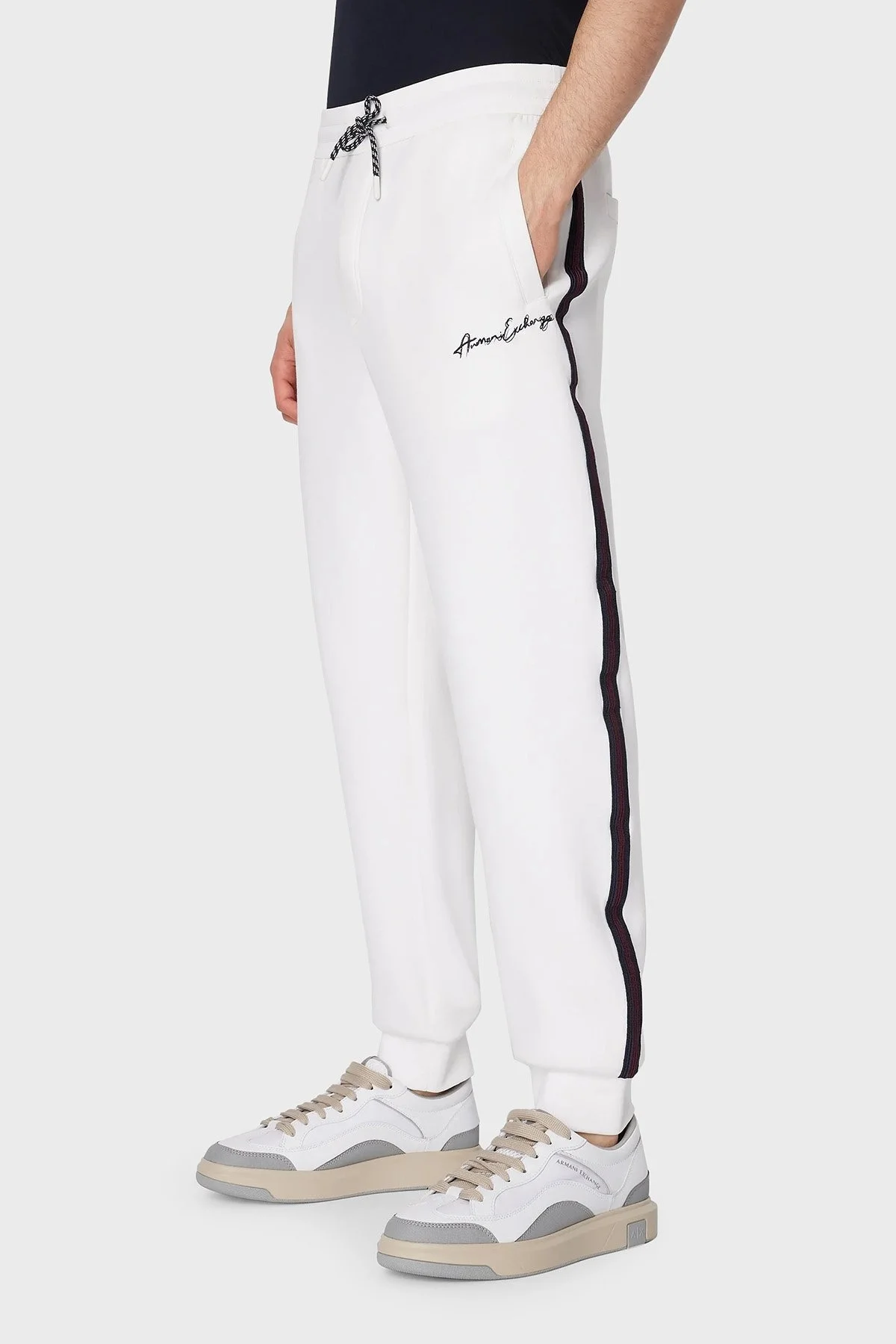 Armani Exchange Belden Bağlamalı Pamuklu Regular Fit Spor Erkek Pantolon 6RZPLD ZJZGZ 1116 BEYAZ - 1