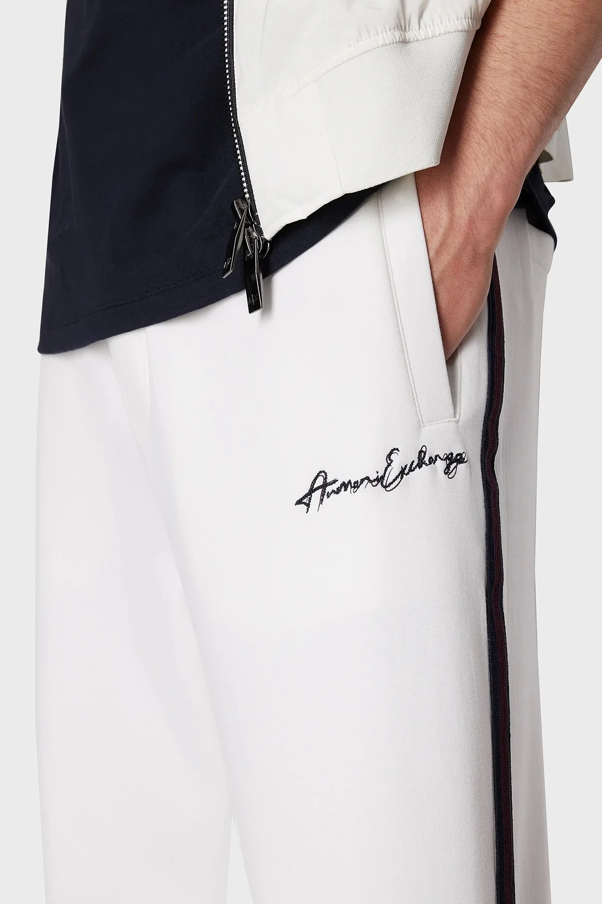 Armani Exchange Belden Bağlamalı Pamuklu Regular Fit Spor Erkek Pantolon 6RZPLD ZJZGZ 1116 BEYAZ - 4