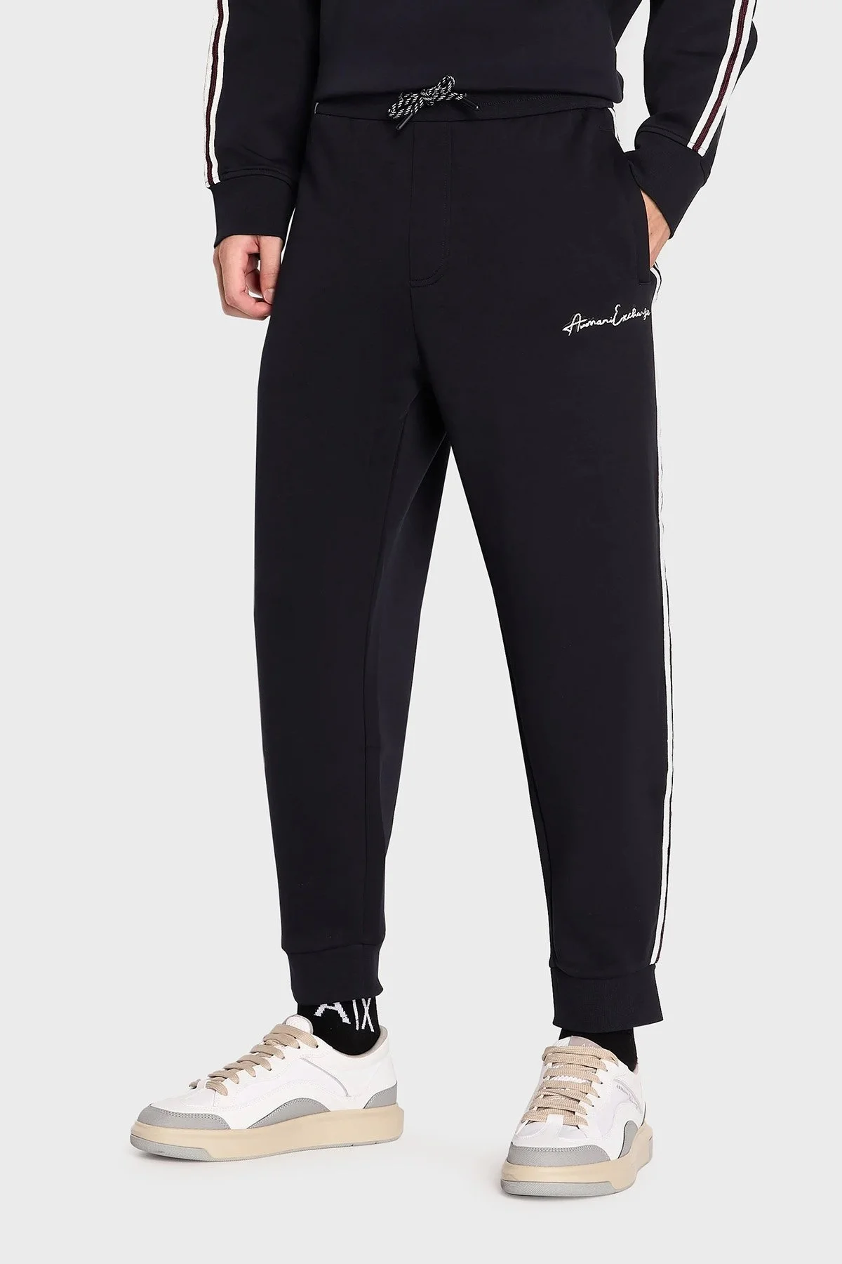 Armani Exchange Belden Bağlamalı Pamuklu Regular Fit Spor Erkek Pantolon 6RZPLD ZJZGZ 1583 LACİVERT - 1