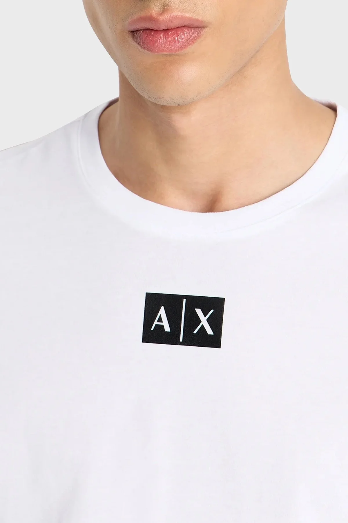 Armani Exchange Bisiklet Yaka % 100 Pamuk Regular Fit Erkek T Shirt 6RZTCB ZJ9TZ 1100 BEYAZ - 4