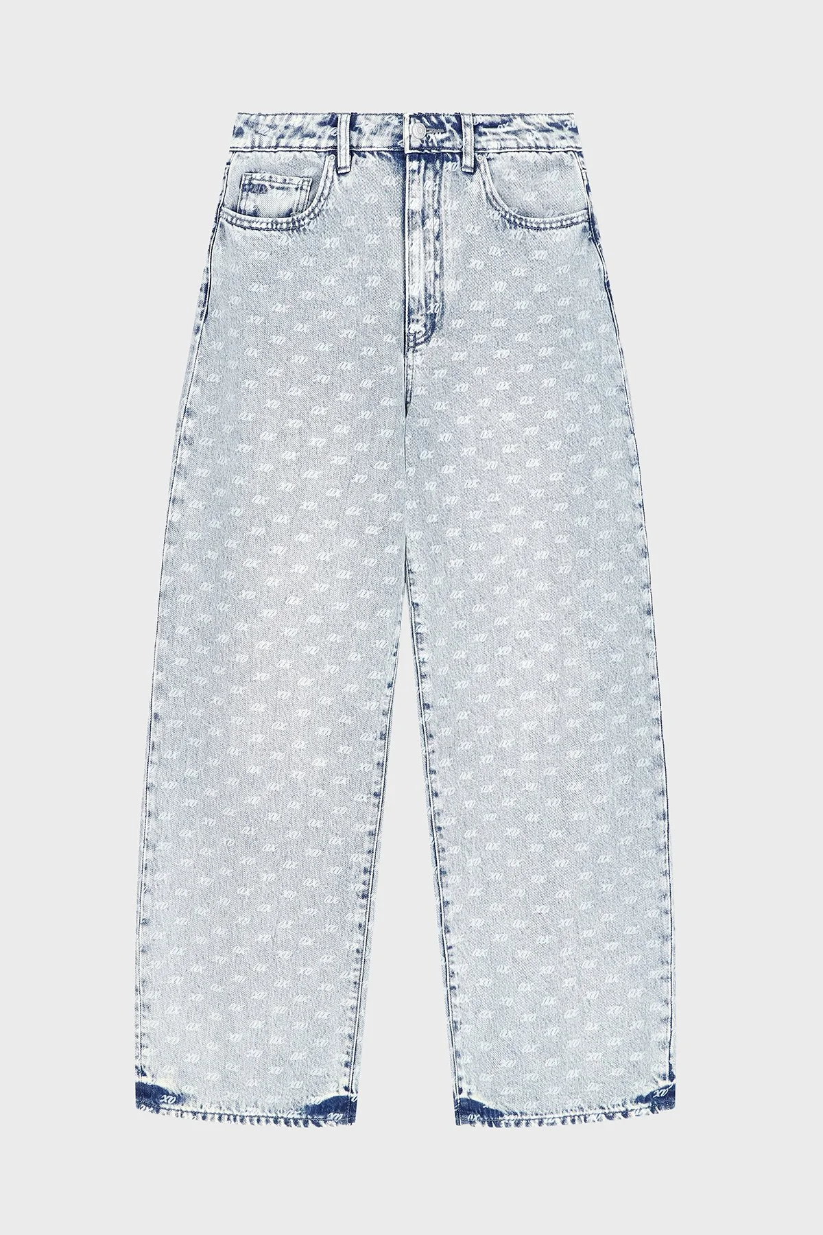 Armani Exchange Bol Kesimli Tamamı Baskılı Yüksek Bel Jeans Kadın Kot Pantolon XW000100 AF25777 FB010 Açık mavi - 6