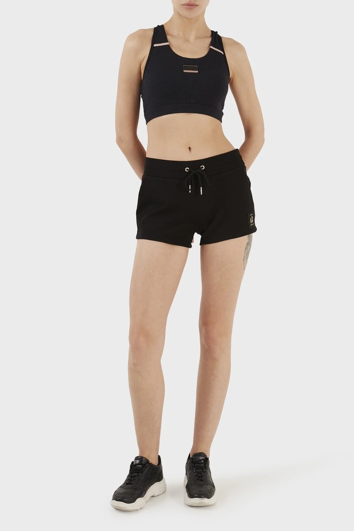 Armani Exchange Cepli % 100 Pamuk Regular Fit Kısa Bayan Short 8NYSMX YJ68Z 1200 SİYAH - 1