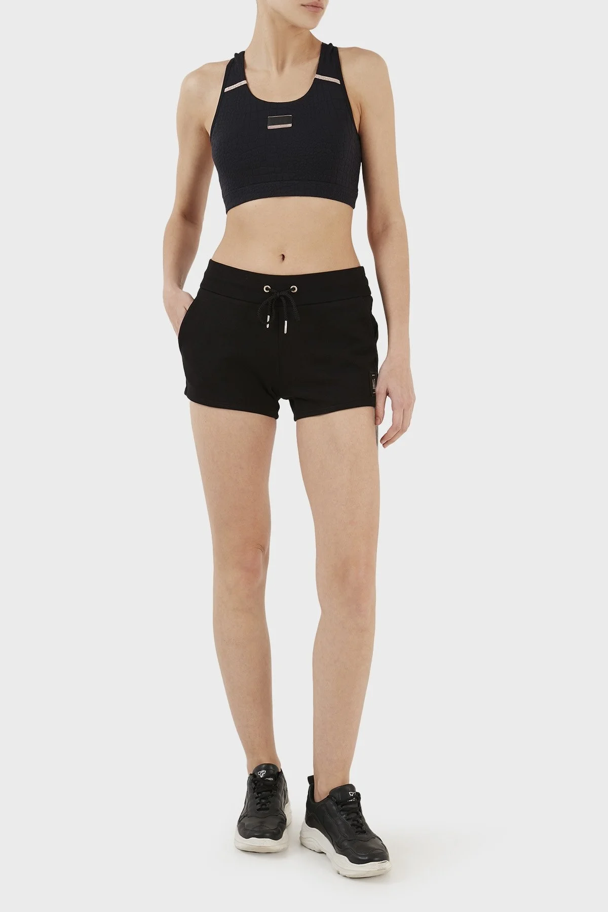Armani Exchange Cepli % 100 Pamuk Regular Fit Kısa Bayan Short 8NYSMX YJ68Z 1200 SİYAH - 2