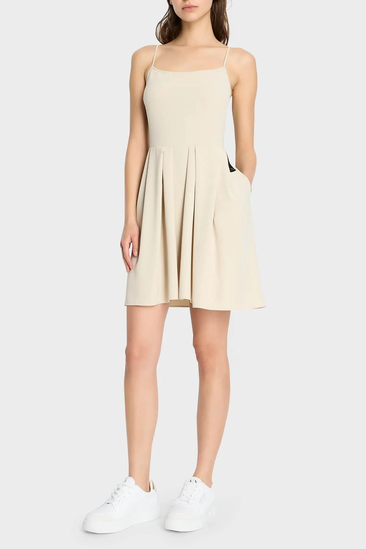 Armani Exchange Cepli İp Askılı Mini Bayan Elbise 3DYA31 YN1QZ 1787 BEJ - 1