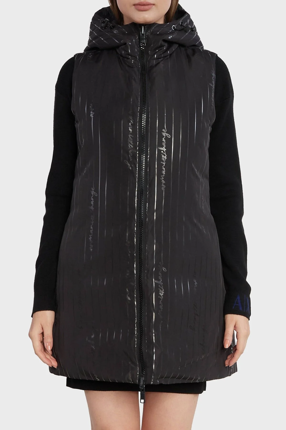 Armani Exchange Çift Taraflı Regular Fit Uzun Şişme Bayan Yelek 6RYQ06 YN1MZ 02EL SİYAH - 4