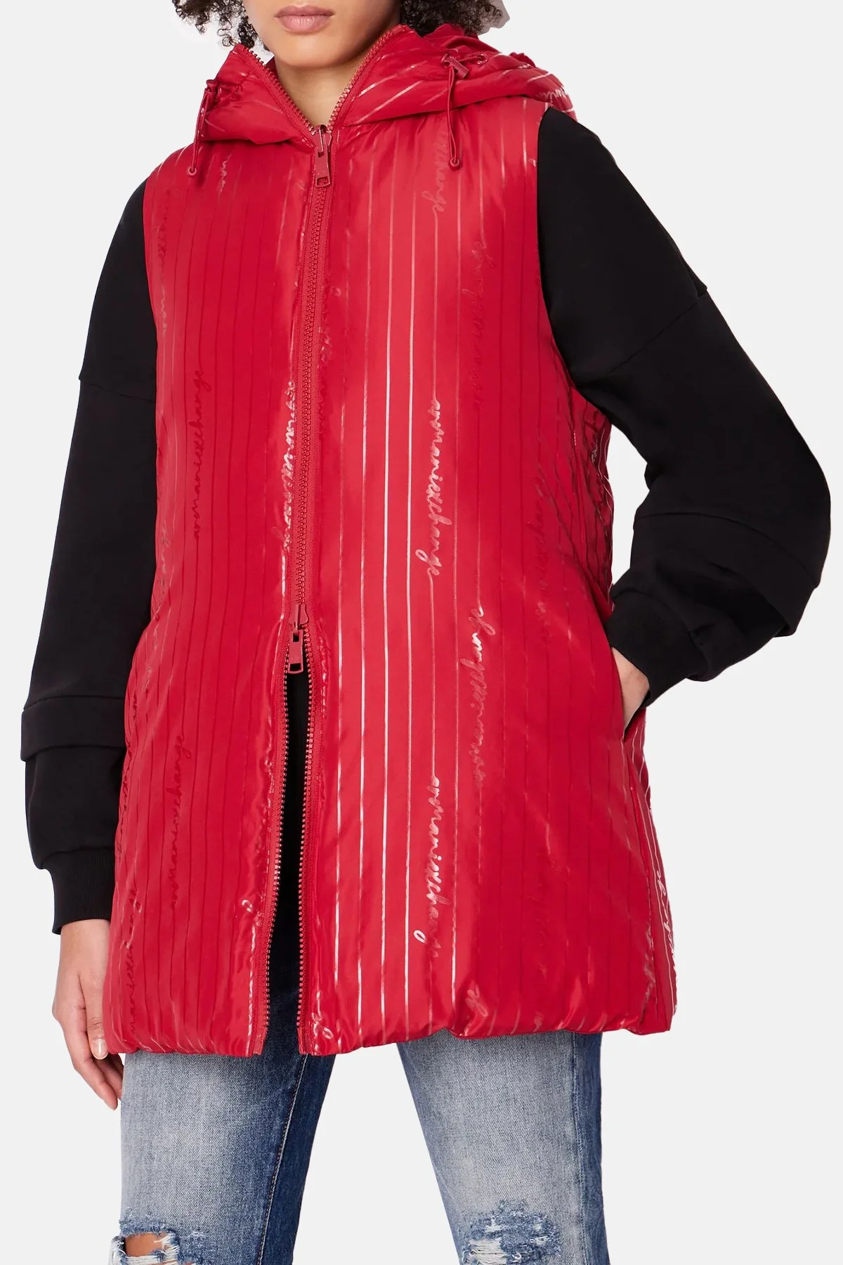 Armani Exchange Çift Taraflı Regular Fit Uzun Şişme Kadın Yelek 6RYQ06 YN1MZ 04PV KIRMIZI - 1