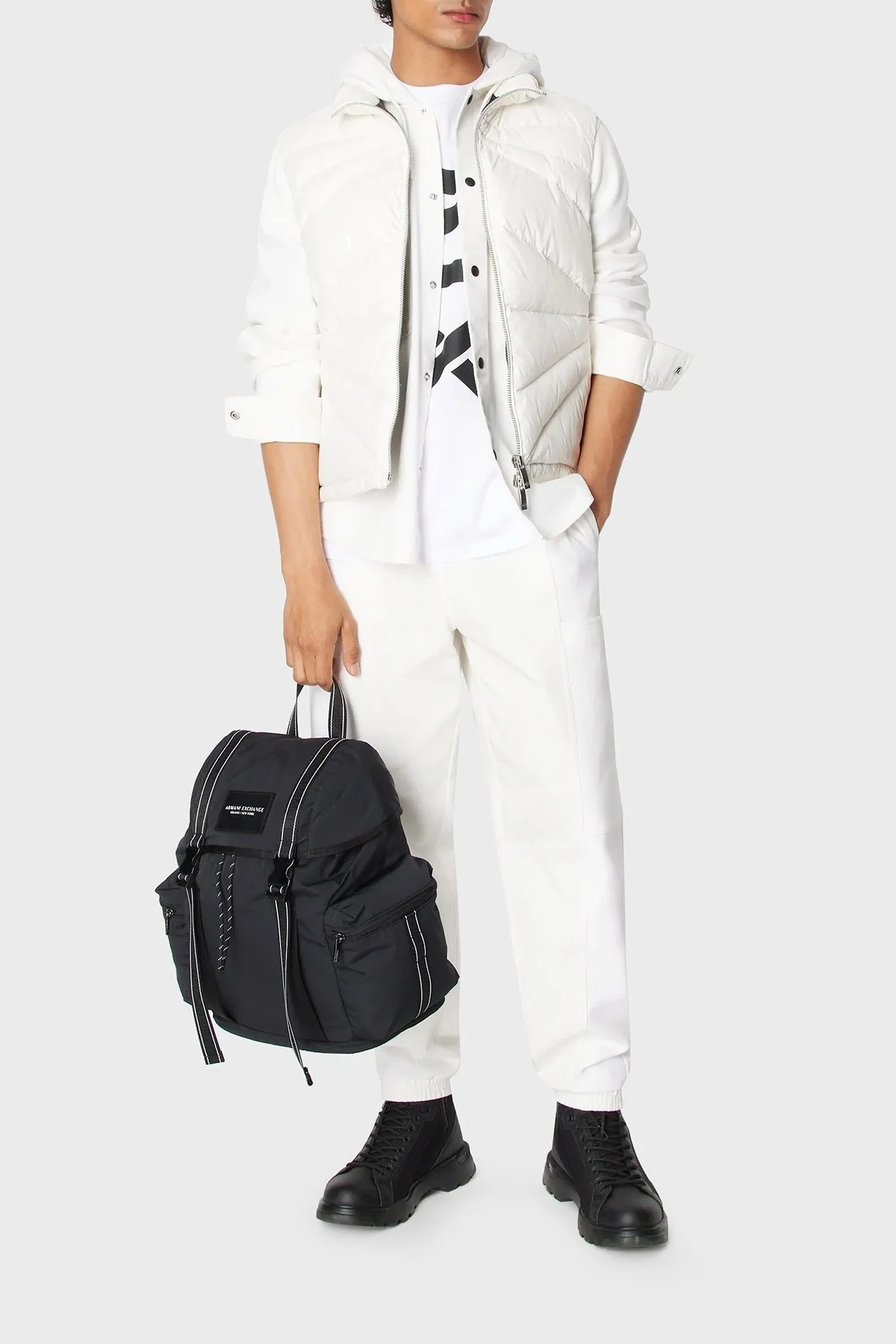 Armani Exchange Çift Yönlü Fermuarlı Regular Fit Şişme Erkek Yelek 6RZQL4 ZN2RZ 1116 BEYAZ - 3