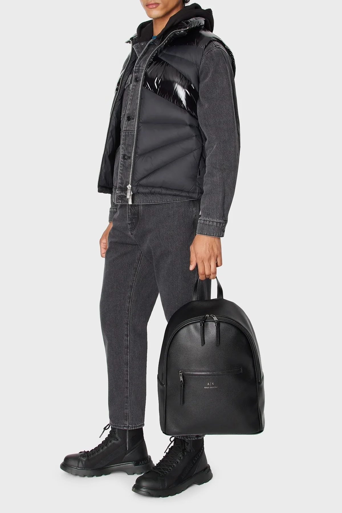 Armani Exchange Çift Yönlü Fermuarlı Regular Fit Şişme Erkek Yelek 6RZQL4 ZN2RZ 1200 SİYAH - 3