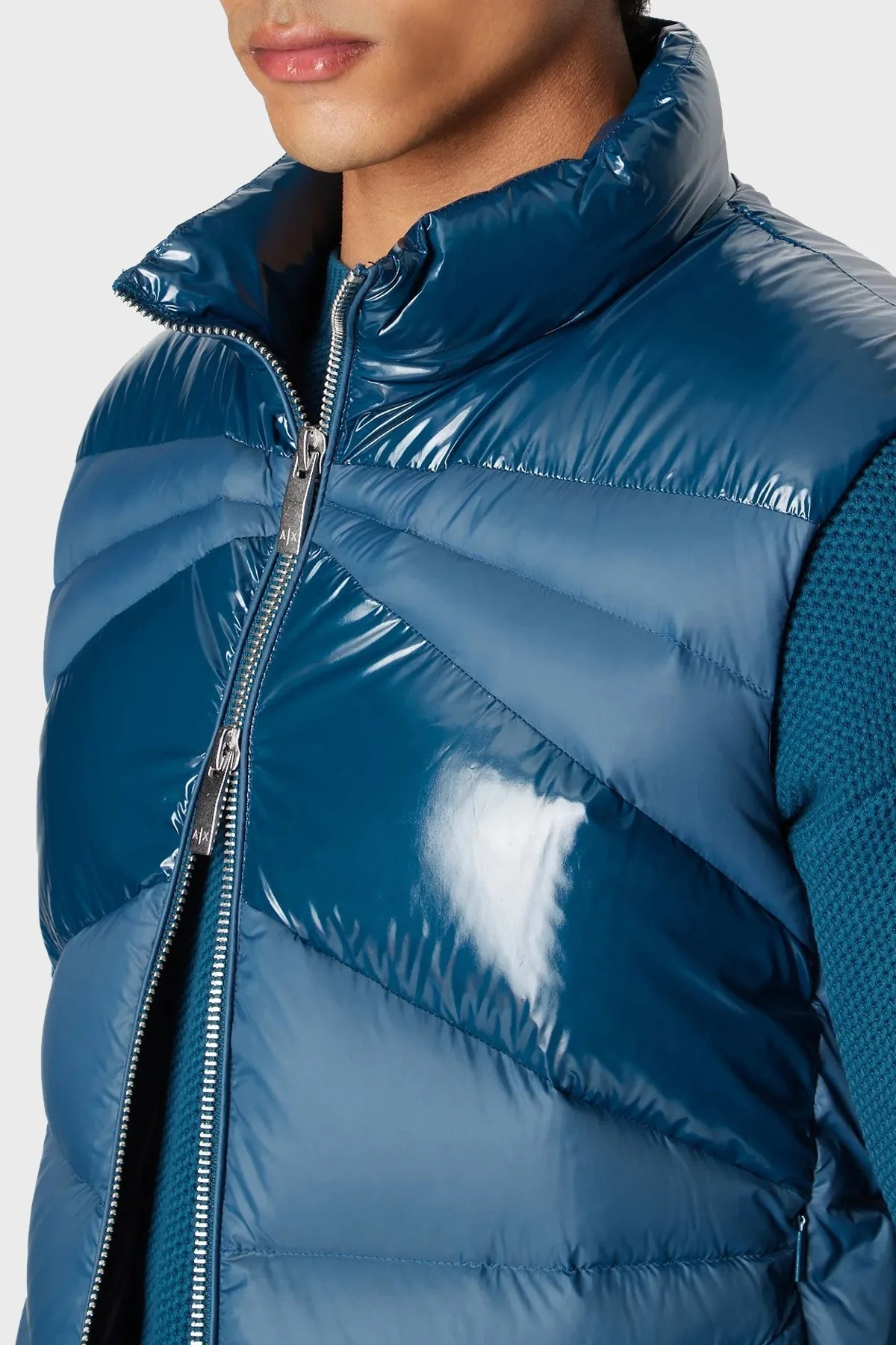 Armani Exchange Çift Yönlü Fermuarlı Regular Fit Şişme Erkek Yelek 6RZQL4 ZN2RZ 15CR PETROL - 4