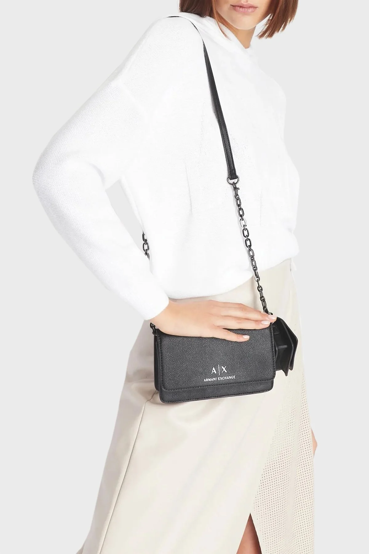 Armani Exchange Çıkarılabilir Ayarlanabilir Zincirli Omuz Askılı Bayan Çanta 948547 CC789 00020 SİYAH - 2