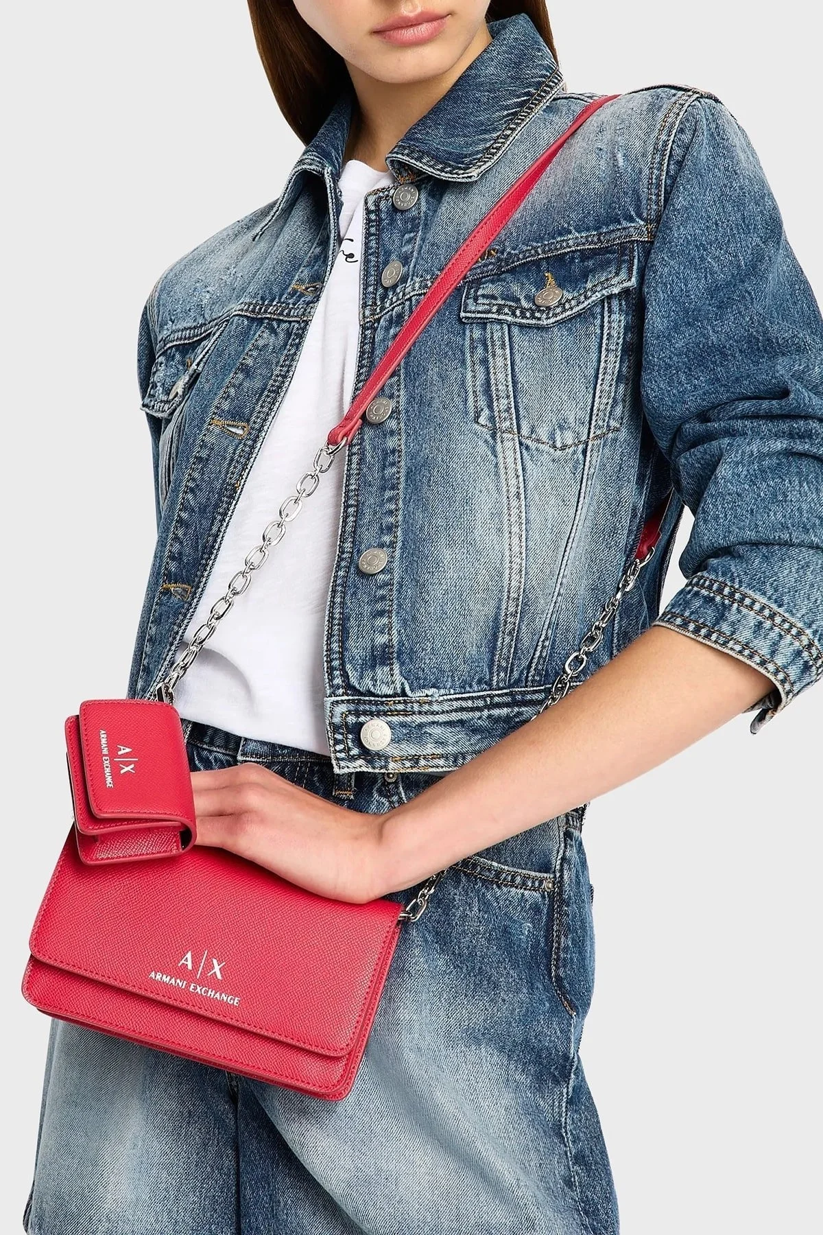 Armani Exchange Çıkarılabilir Ayarlanabilir Zincirli Omuz Askılı Bayan Çanta 948547 CC789 22775 KIRMIZI - 2