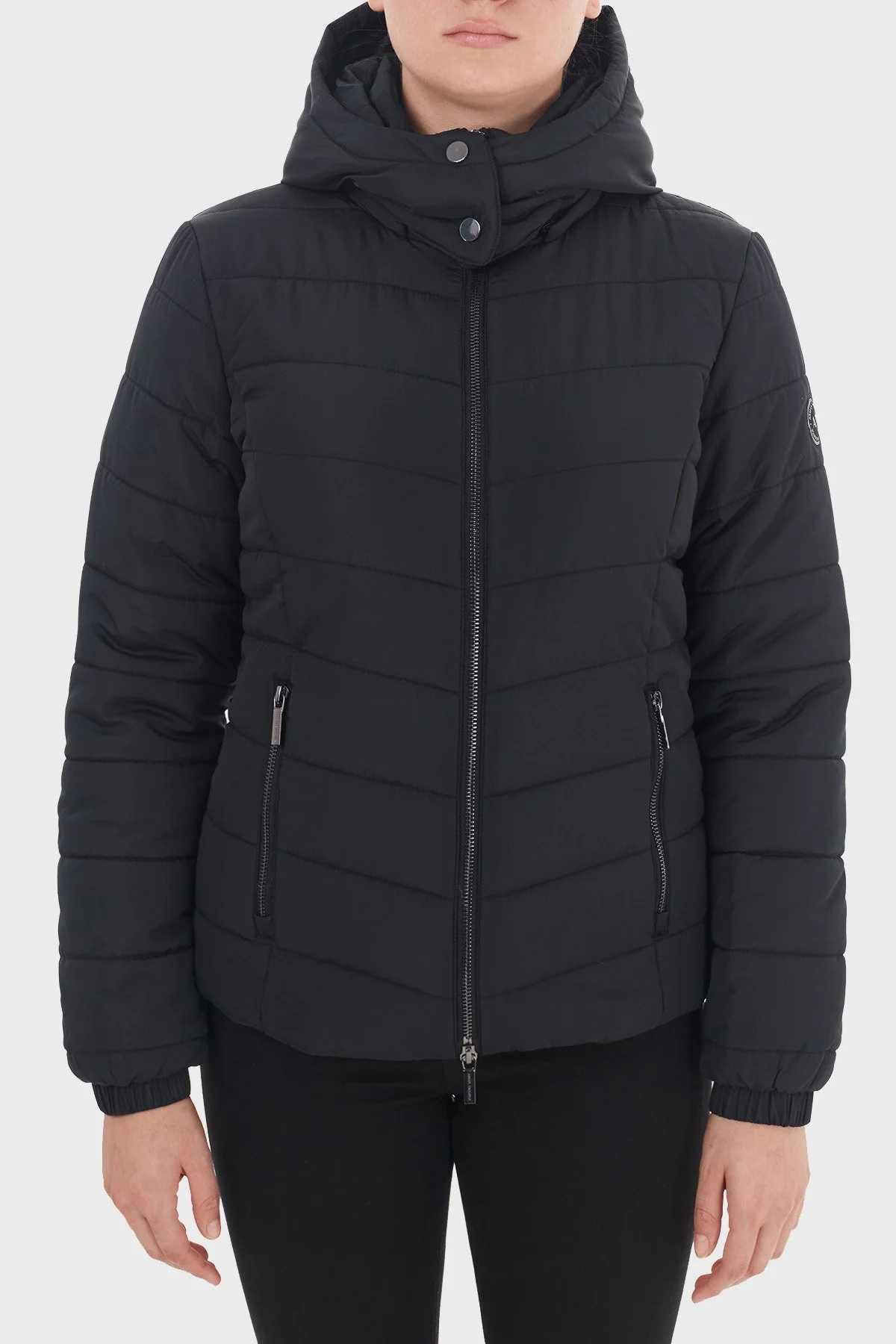 Armani Exchange Regular Fit Çıkarılabilir Kapüşonlu Dik Yaka Bayan Mont 8NYB12 YNMAZ 1200 SİYAH - 1