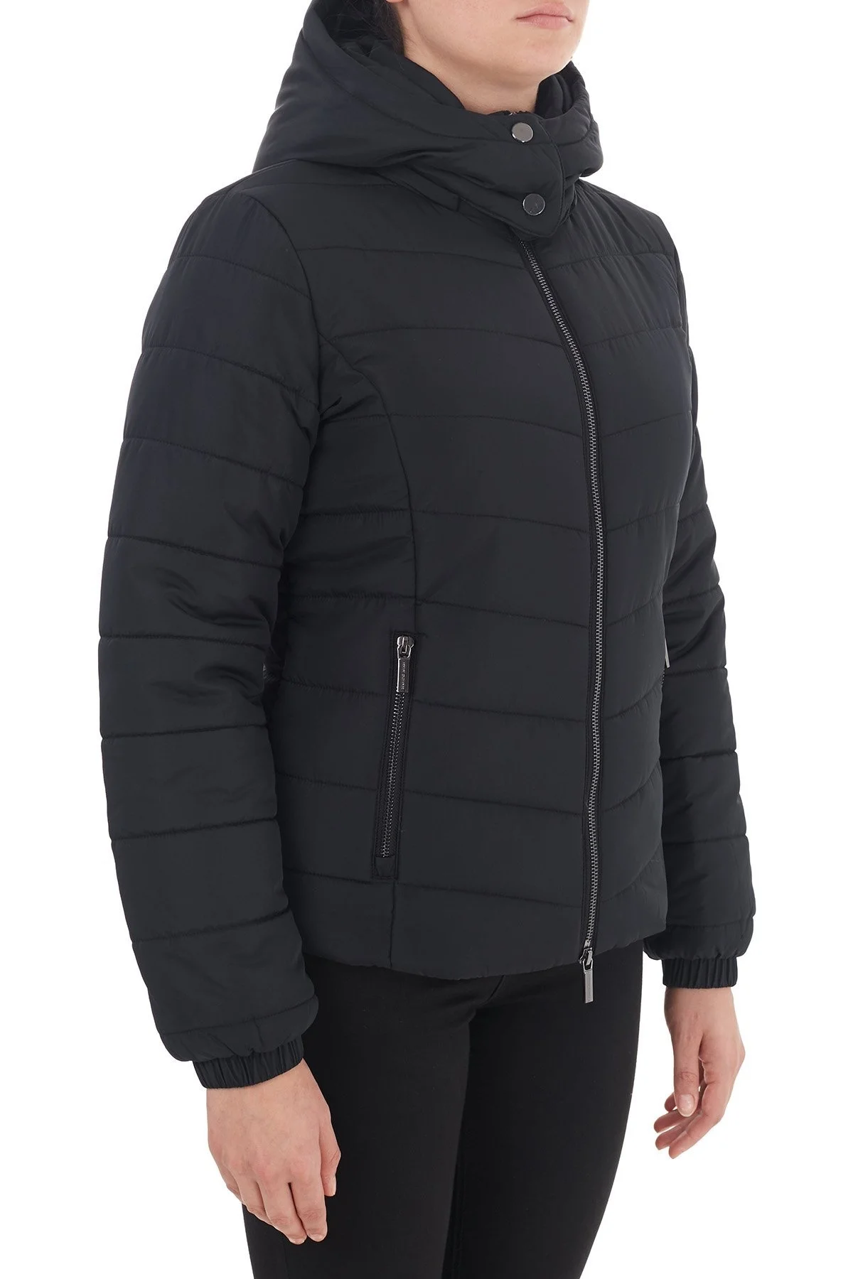 Armani Exchange Regular Fit Çıkarılabilir Kapüşonlu Dik Yaka Bayan Mont 8NYB12 YNMAZ 1200 SİYAH - 4