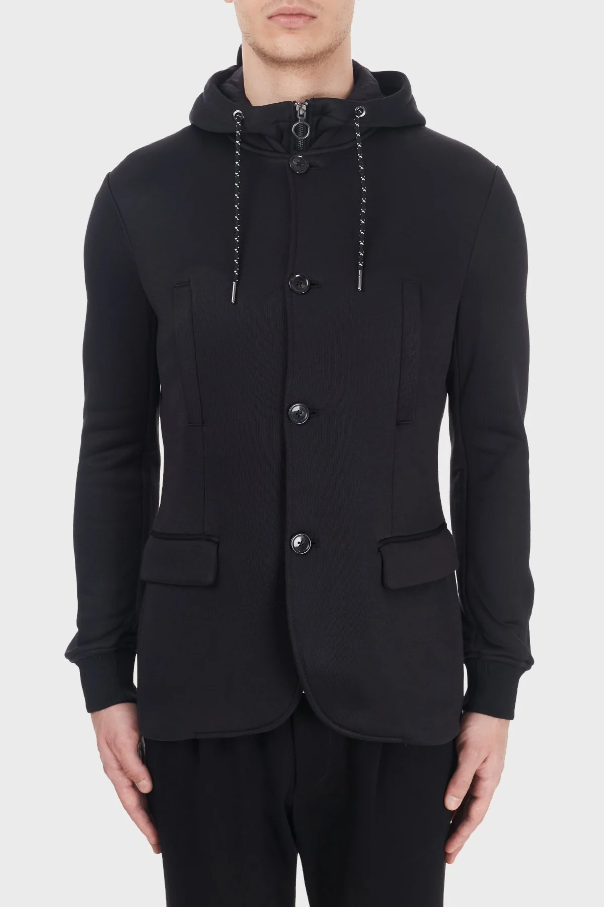 Armani Exchange Çıkarılabilir Kapüşonlu İç Katmanlı Erkek Ceket 6HZGLA ZJLBZ 1200 SİYAH - 1