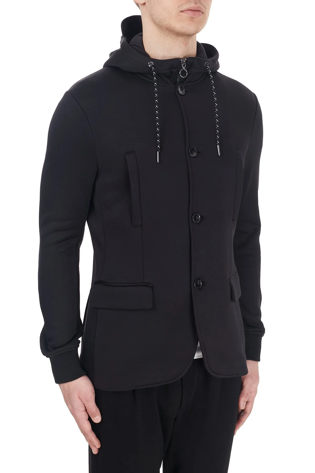 Armani Exchange Çıkarılabilir Kapüşonlu İç Katmanlı Erkek Ceket 6HZGLA ZJLBZ 1200 SİYAH - 4