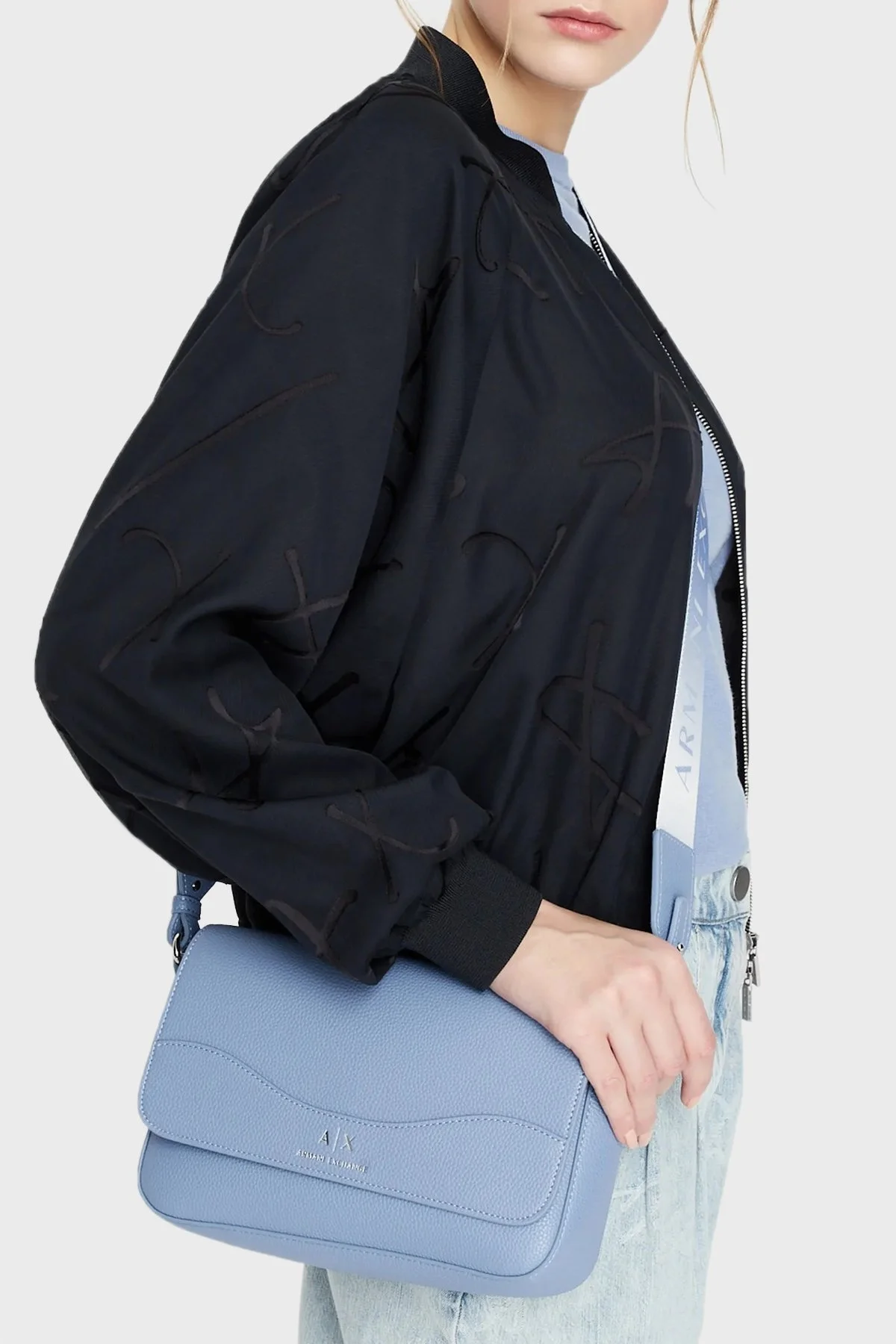 Armani Exchange Çıkarılabilir Uzatma Askılı Bayan Çanta 942912 CC783 21331 GRİ-MAVİ - 2