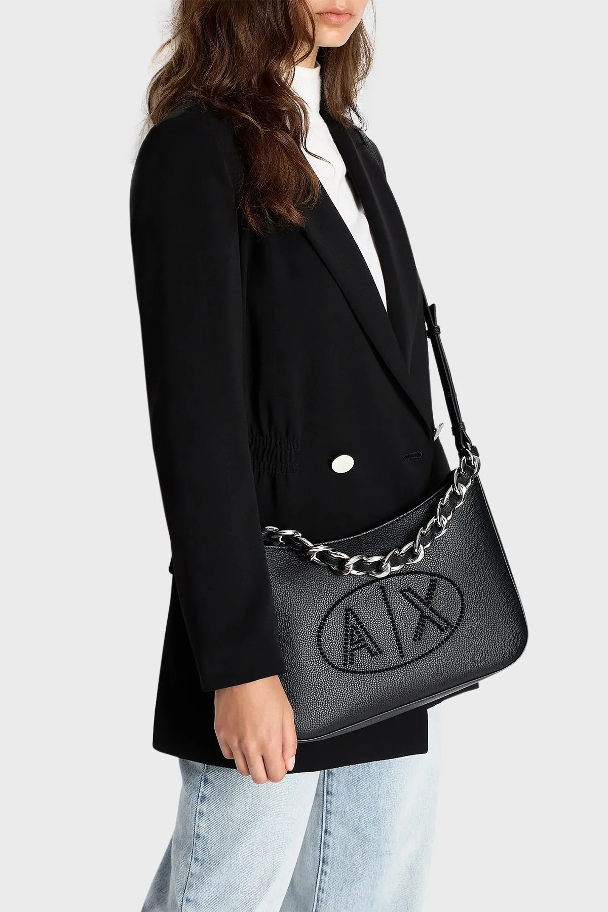 Armani Exchange Çıkarılabilir ve Ayarlanabilir Omuz Askılı Zincirli Bayan Çanta 942935 3F786 00020 SİYAH - 2
