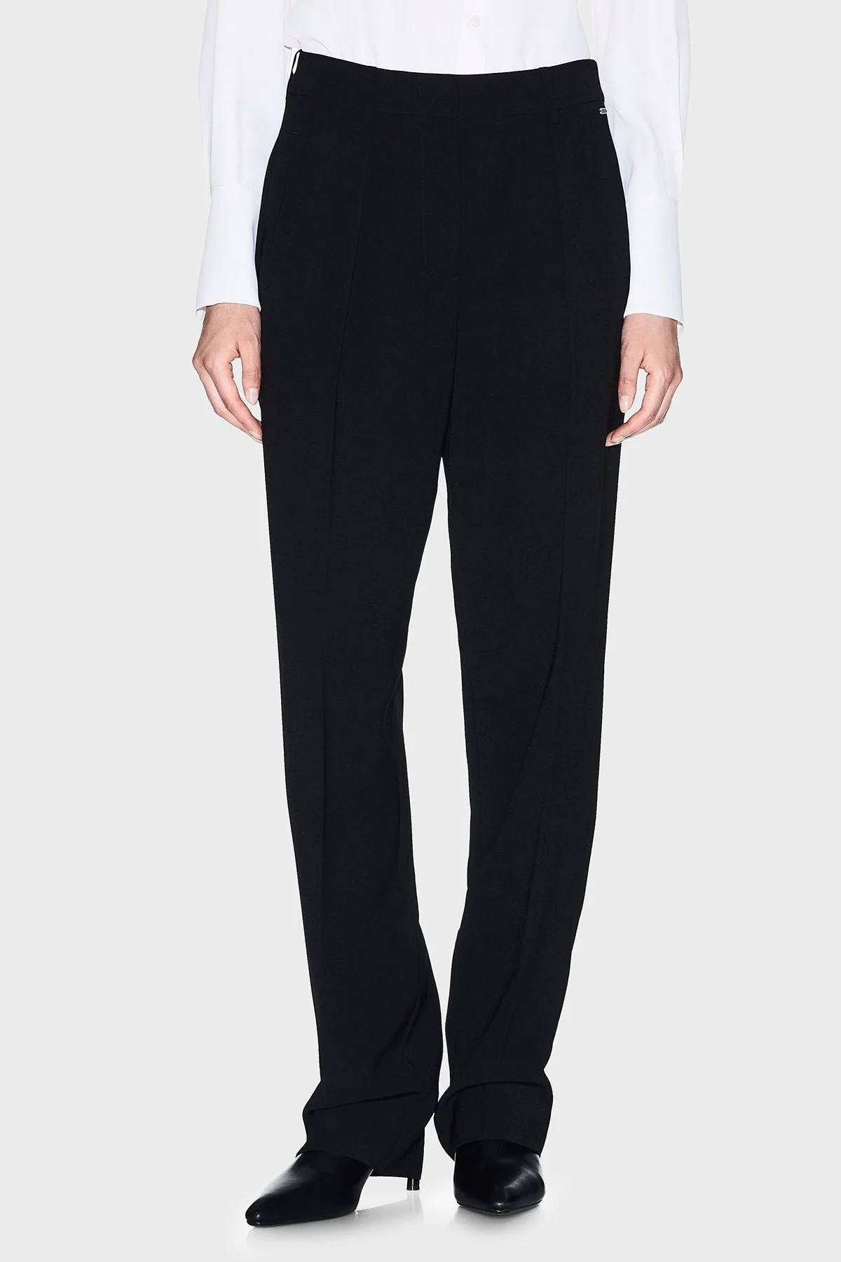 Armani Exchange Çimalı Relaxed Fit Yüksek Bel Düz Paça Bayan Pantolon XW000664 AF10872 UC001 SİYAH - 1