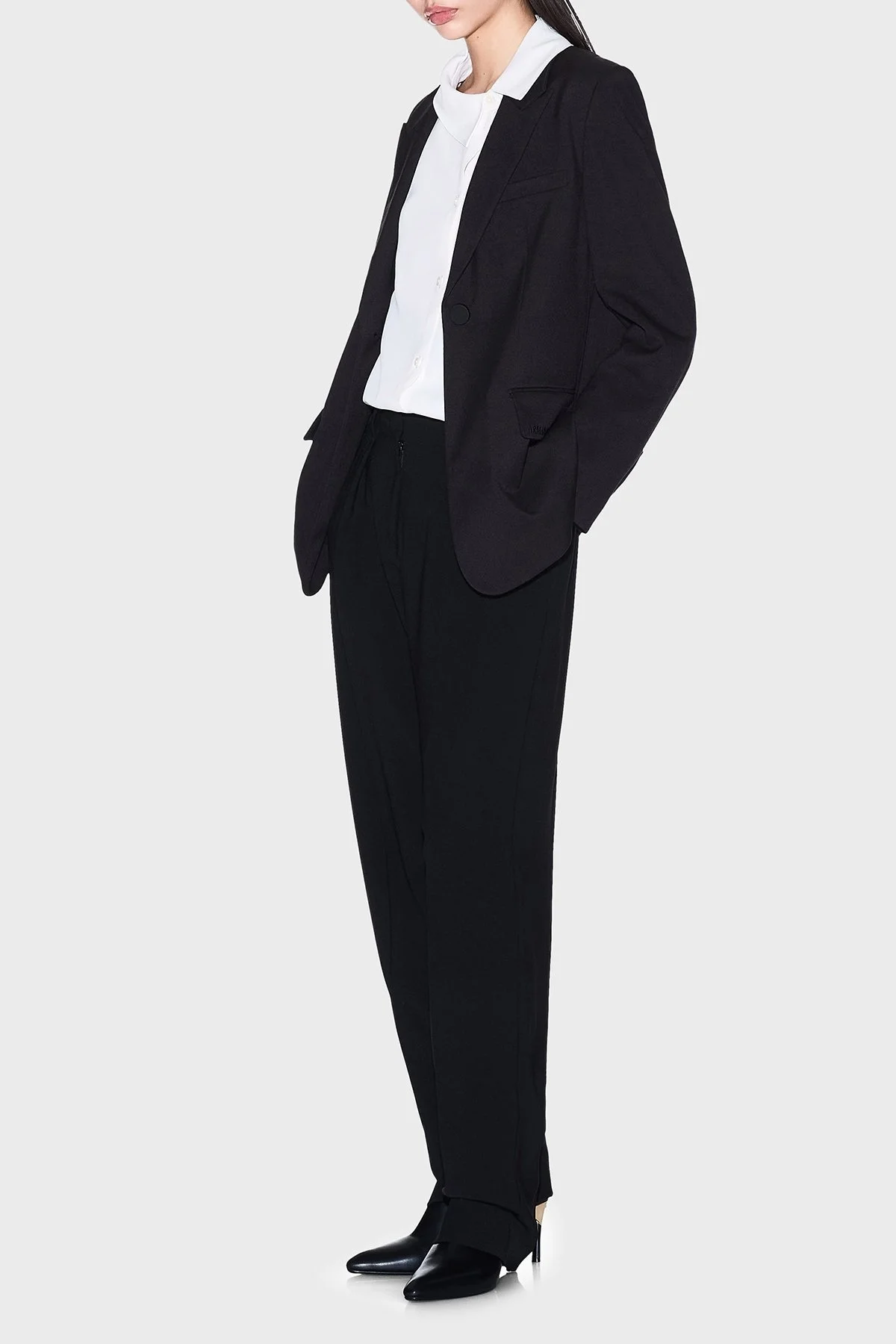 Armani Exchange Çimalı Relaxed Fit Yüksek Bel Düz Paça Bayan Pantolon XW000664 AF10872 UC001 SİYAH - 2