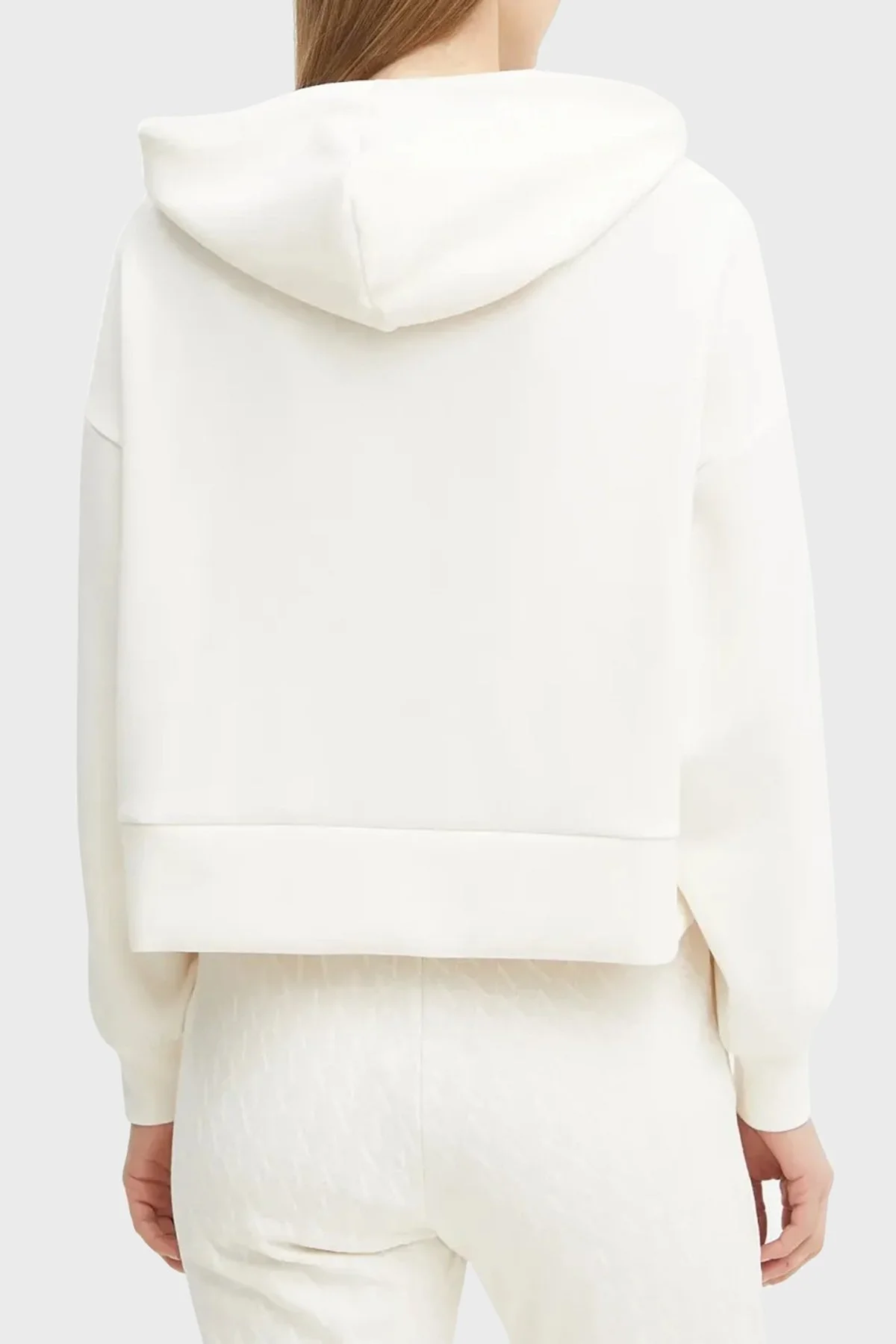 Armani Exchange Comfort Fit Kapüşonlu Taşlı Logolu Bayan Sweat XW000094 AF10804 U1003 EKRU - 7