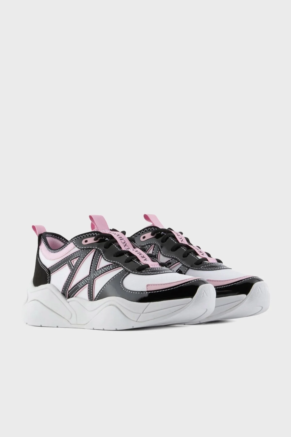 Armani Exchange Deri Sneaker Bayan Ayakkabı XDX039 XV311 S263 SİYAH-PEMBE - 2