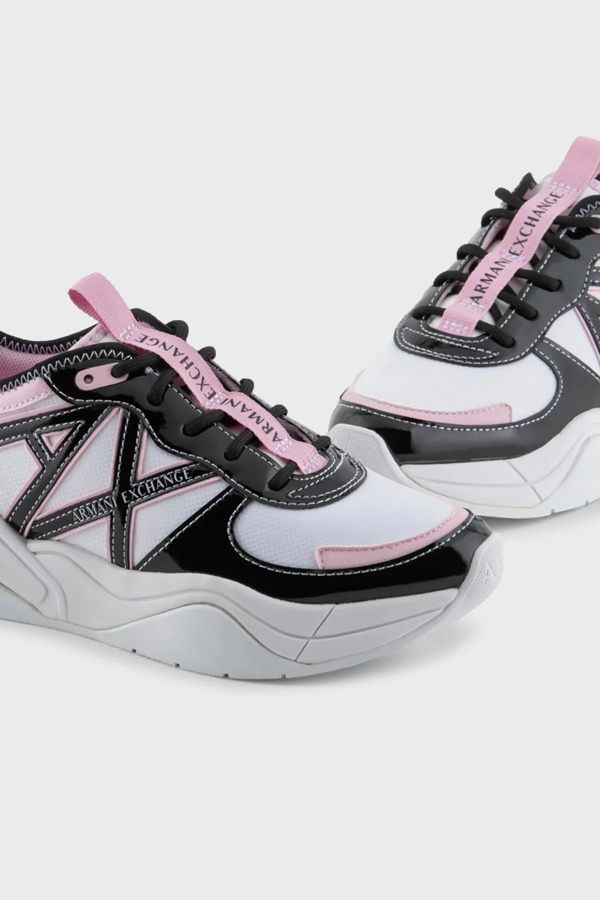 Armani Exchange Deri Sneaker Bayan Ayakkabı XDX039 XV311 S263 SİYAH-PEMBE - 4