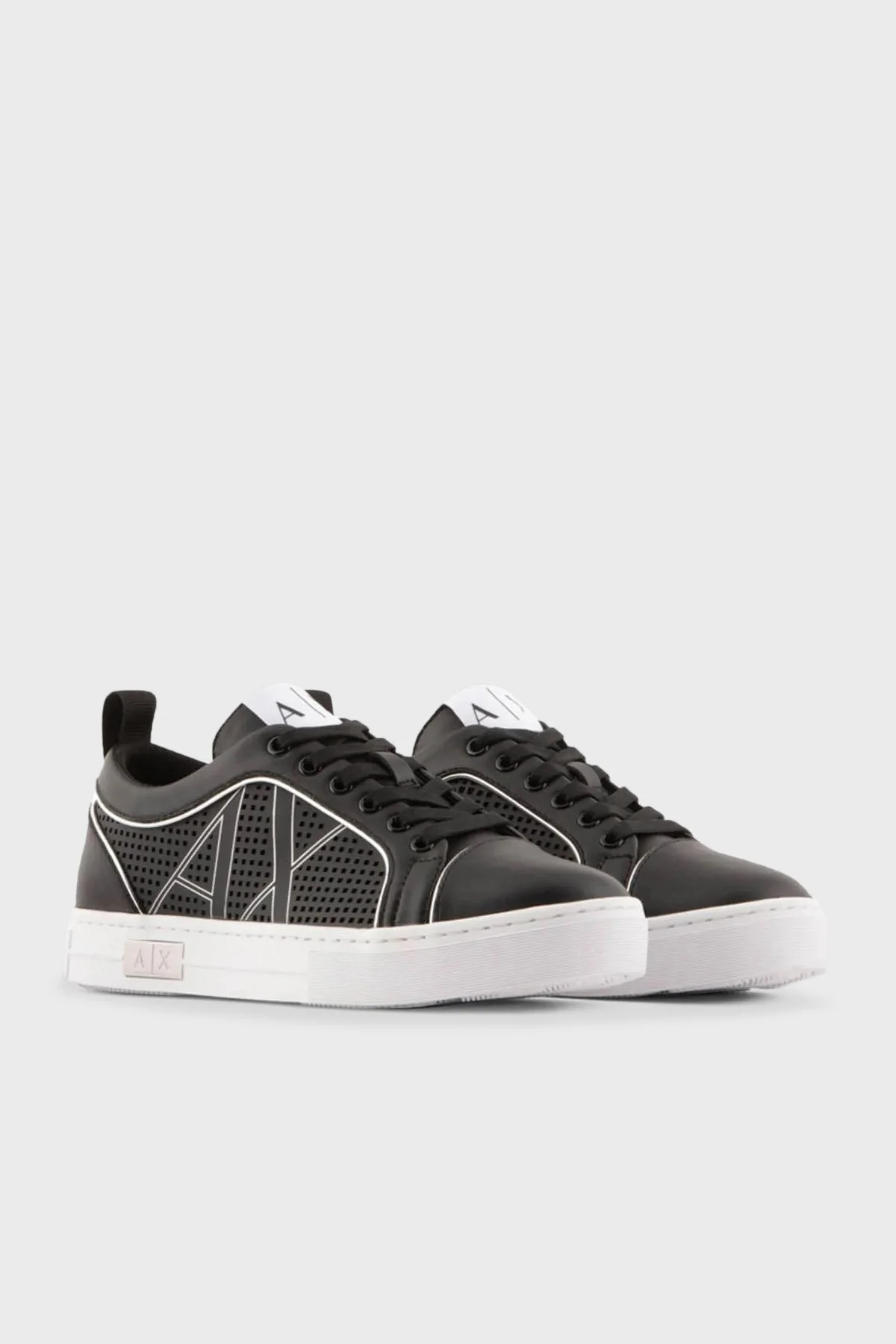Armani Exchange Deri Sneaker Bayan Ayakkabı XDX114 XV693 N763 SİYAH-GÜMÜŞ - 2