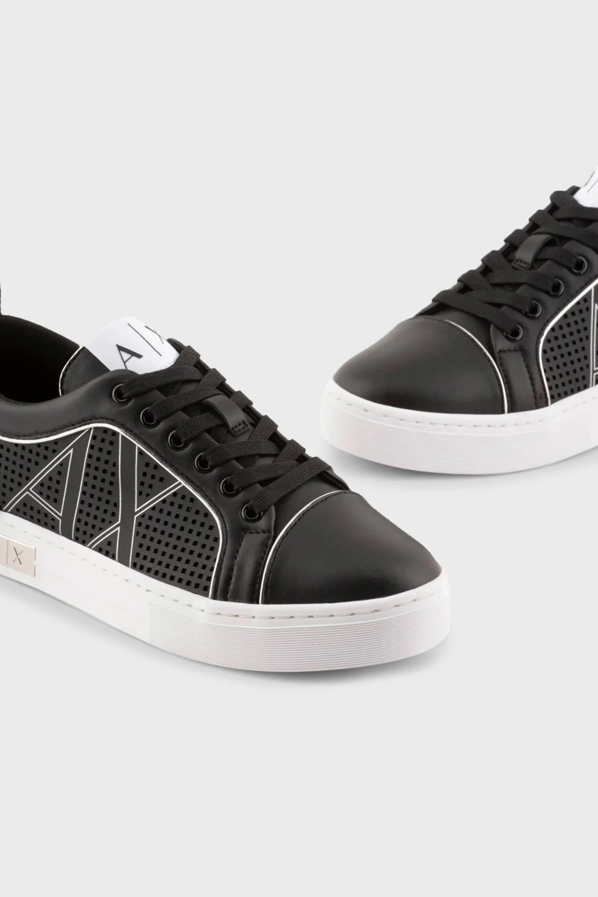 Armani Exchange Deri Sneaker Bayan Ayakkabı XDX114 XV693 N763 SİYAH-GÜMÜŞ - 4