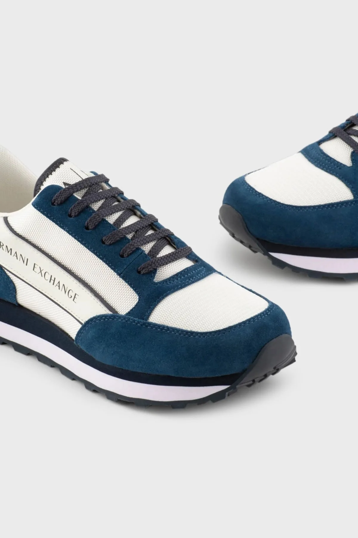 Armani Exchange Deri Sneaker Erkek Ayakkabı XUX083 XV263 S459 BEYAZ-LACİVERT - 4