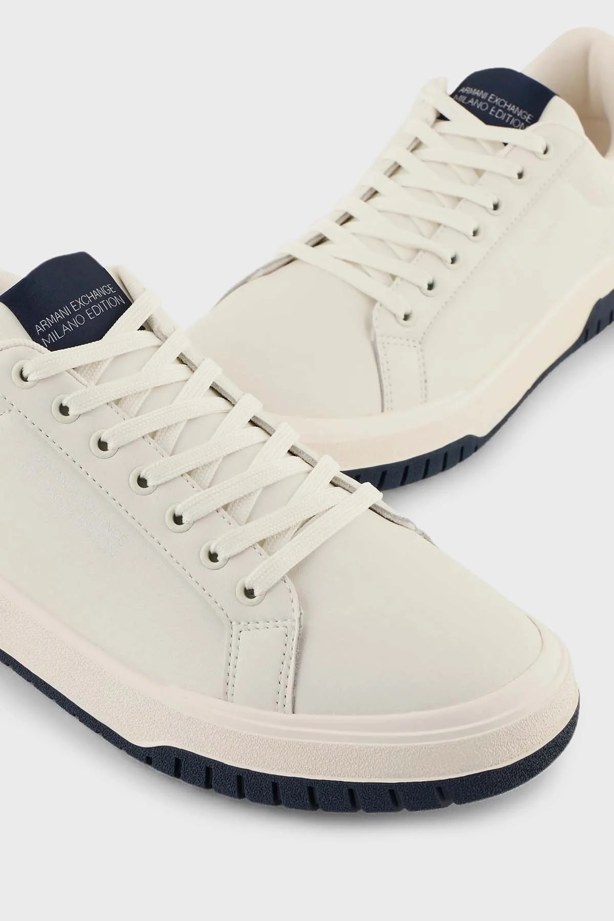 Armani Exchange Deri Sneaker Erkek Ayakkabı XUX212 XV823 N481 BEYAZ-LACİVERT - 5
