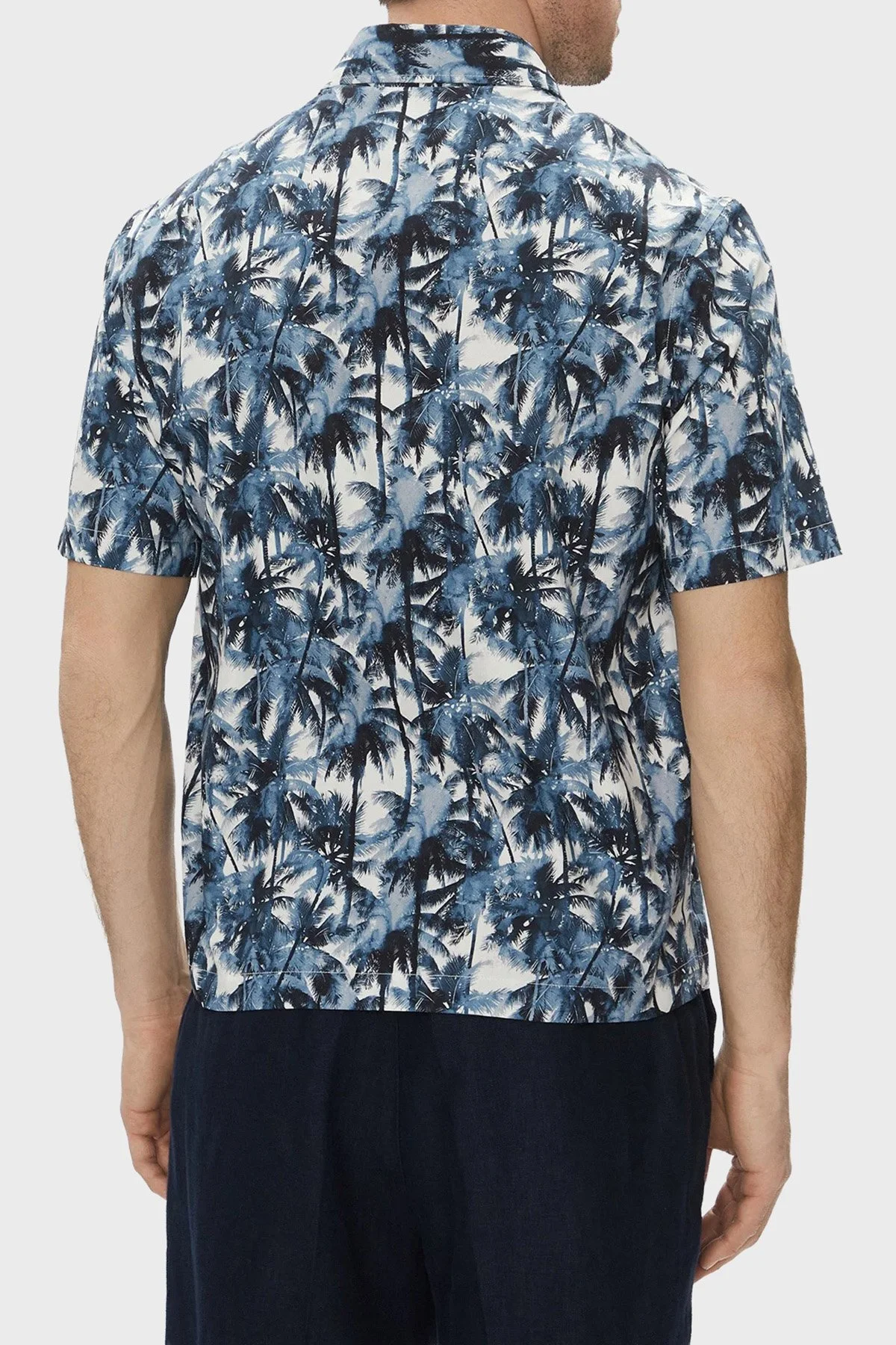 Armani Exchange Desenli % 100 Pamuk Regular Fit Kısa Kollu Erkek Gömlek XM001240 AF14869 F0041 LACİVERT - 8