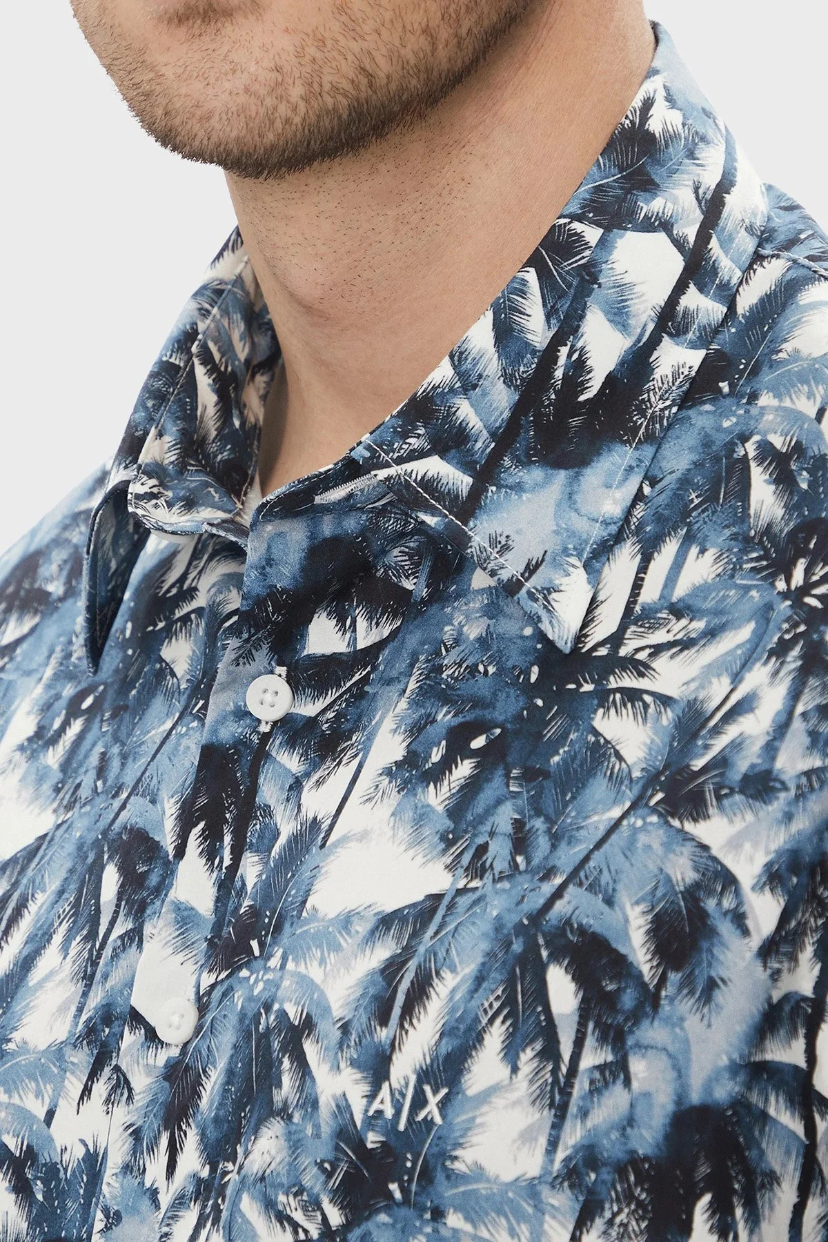 Armani Exchange Desenli % 100 Pamuk Regular Fit Kısa Kollu Erkek Gömlek XM001240 AF14869 F0041 LACİVERT - 9